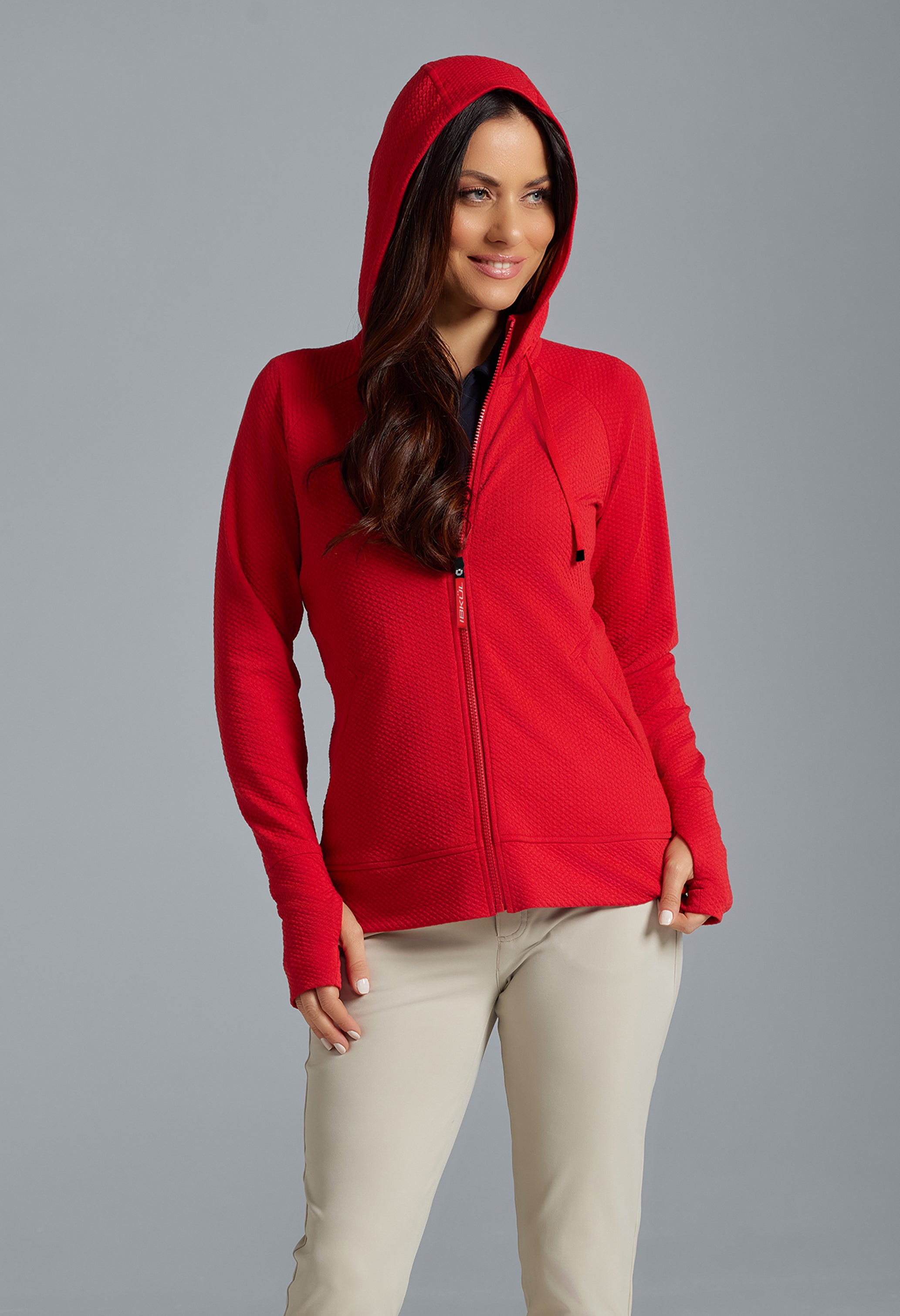 Solid Popcorn Stitch Zip Hoody Jacket