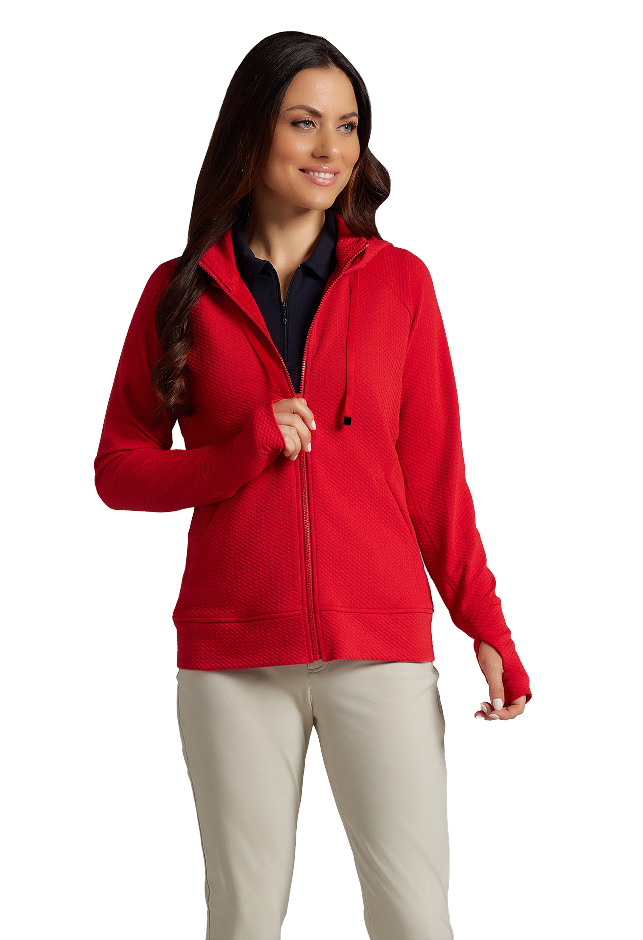 Solid Popcorn Stitch Zip Hoody Jacket