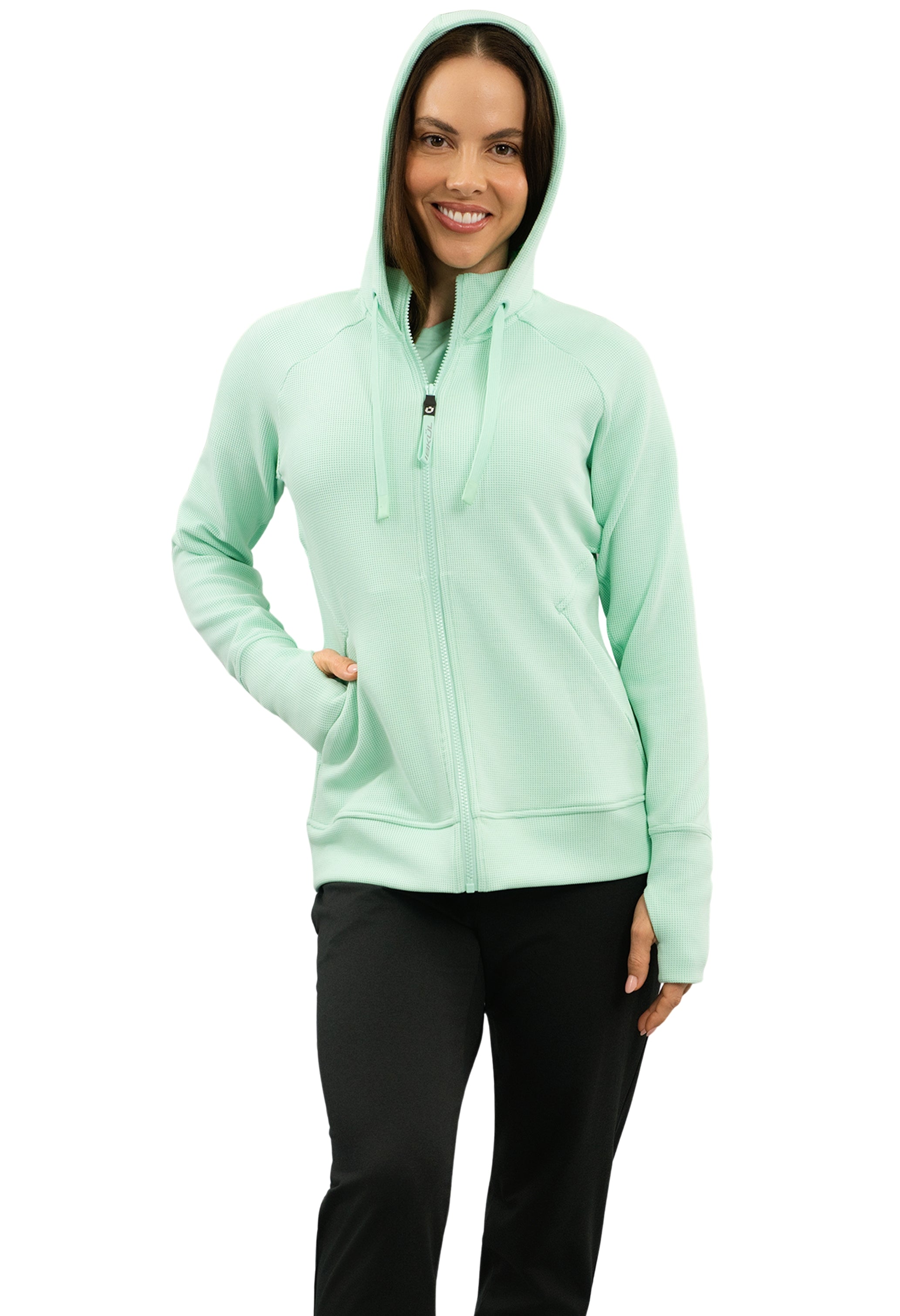 Micro Waffle Knit Zip Hoody Jacket