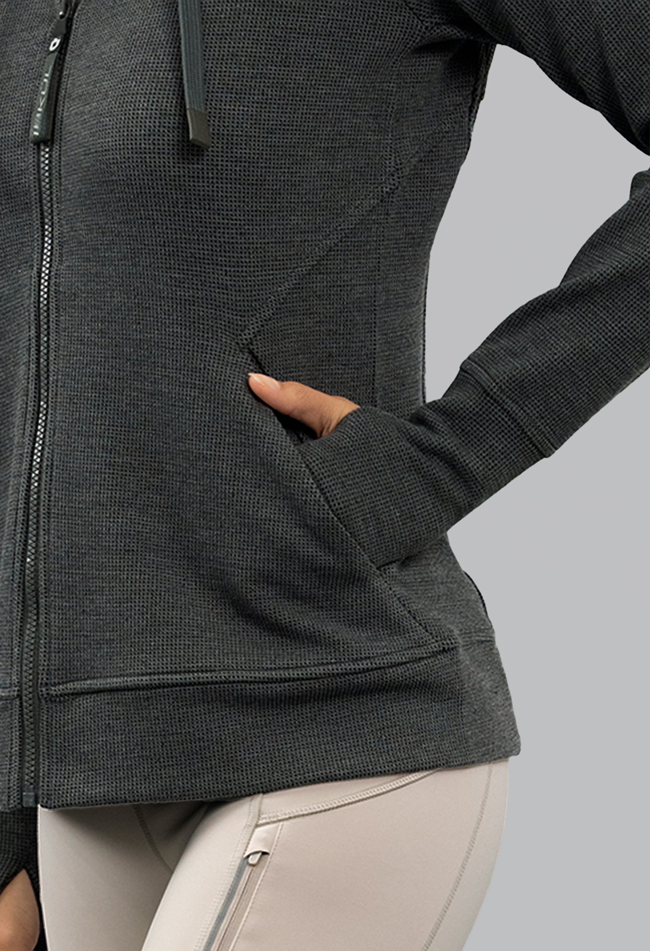 Micro Waffle Knit Zip Hoody Jacket