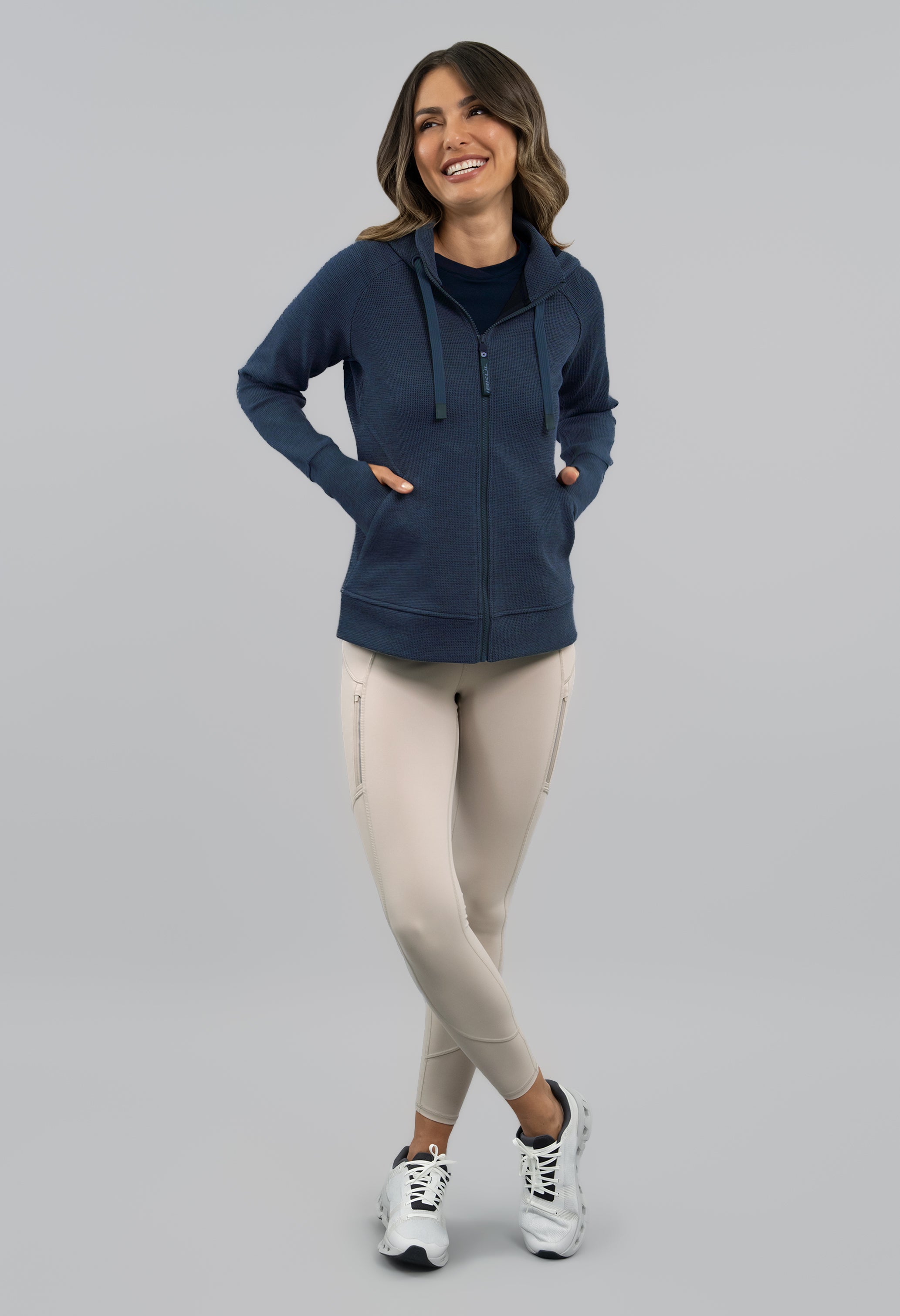 Micro Waffle Knit Zip Hoody Jacket