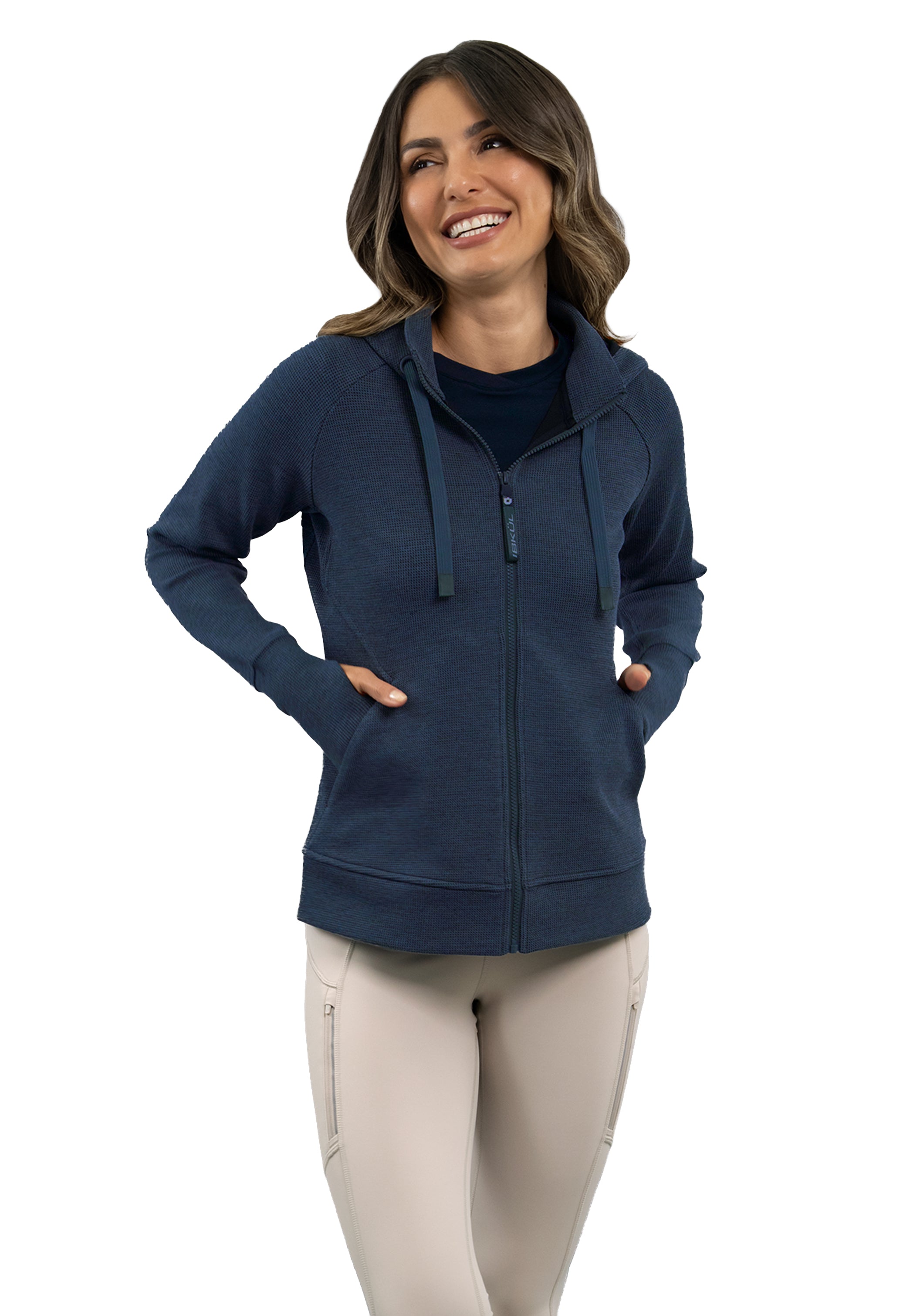 Micro Waffle Knit Zip Hoody Jacket