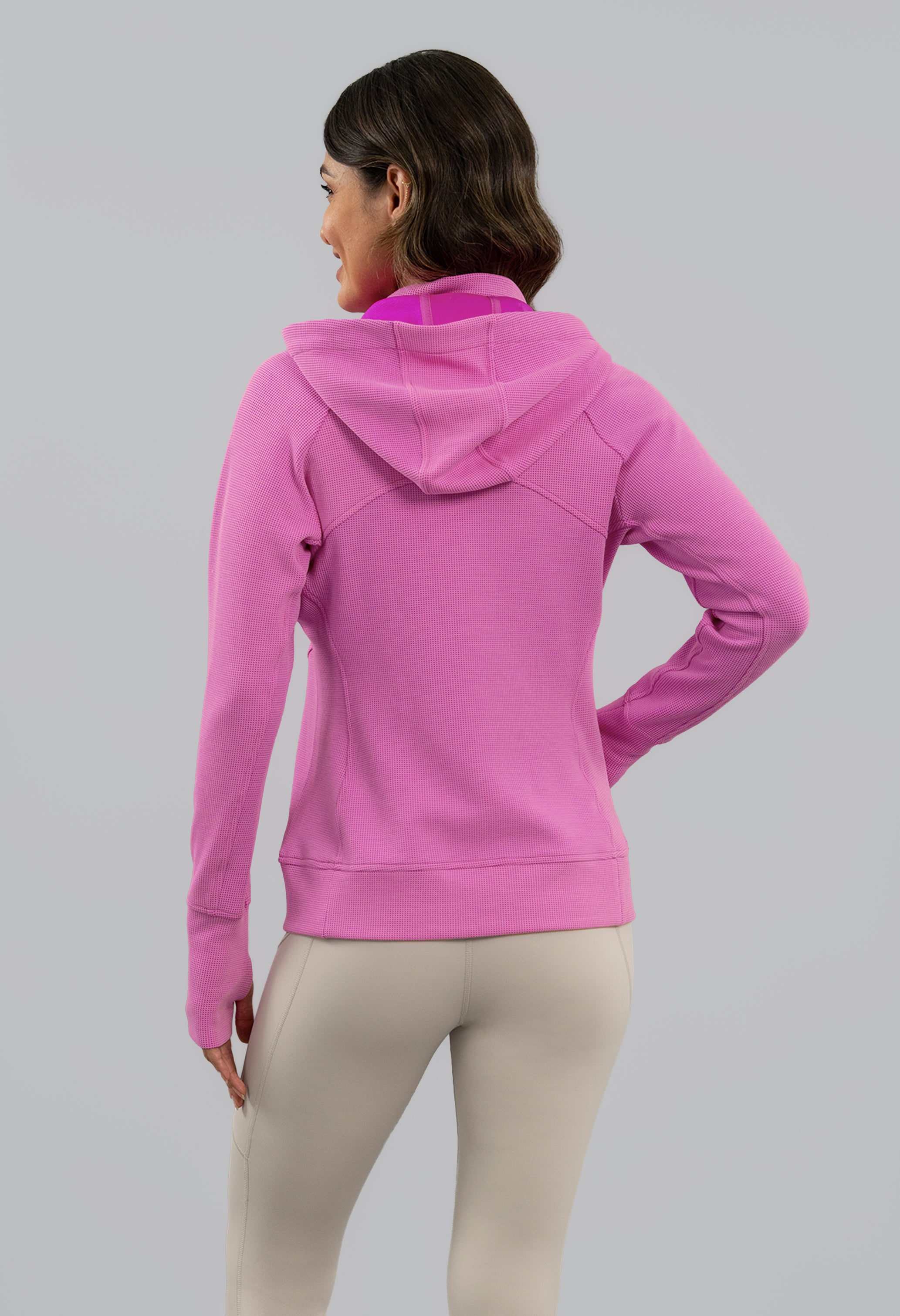Micro Waffle Knit Zip Hoody Jacket
