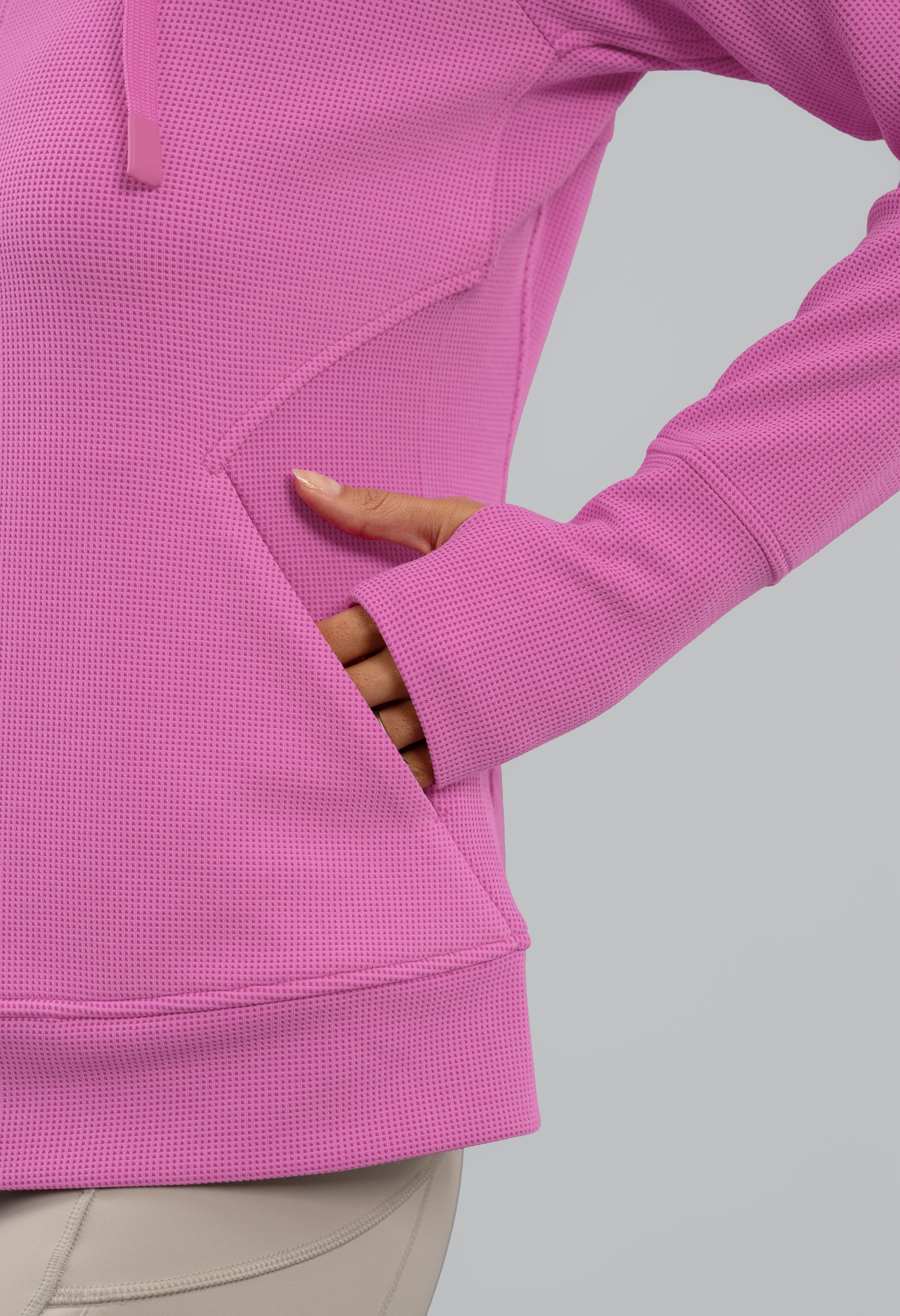 Micro Waffle Knit Zip Hoody Jacket