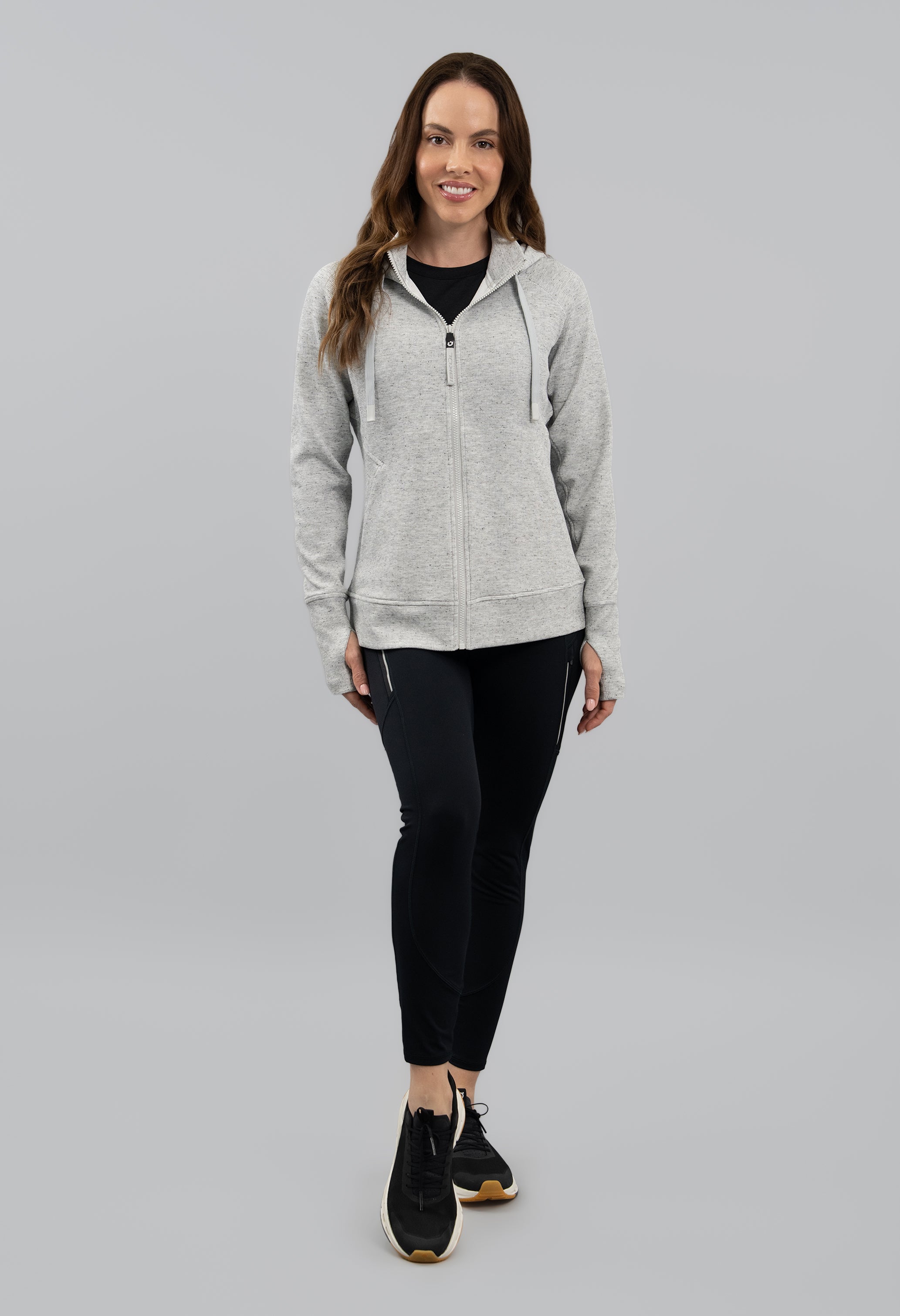 Micro Waffle Knit Zip Hoody Jacket