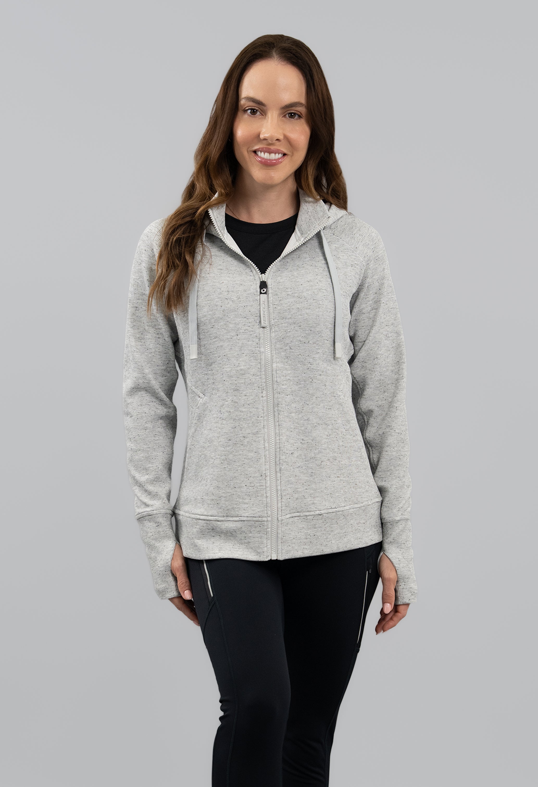 Micro Waffle Knit Zip Hoody Jacket
