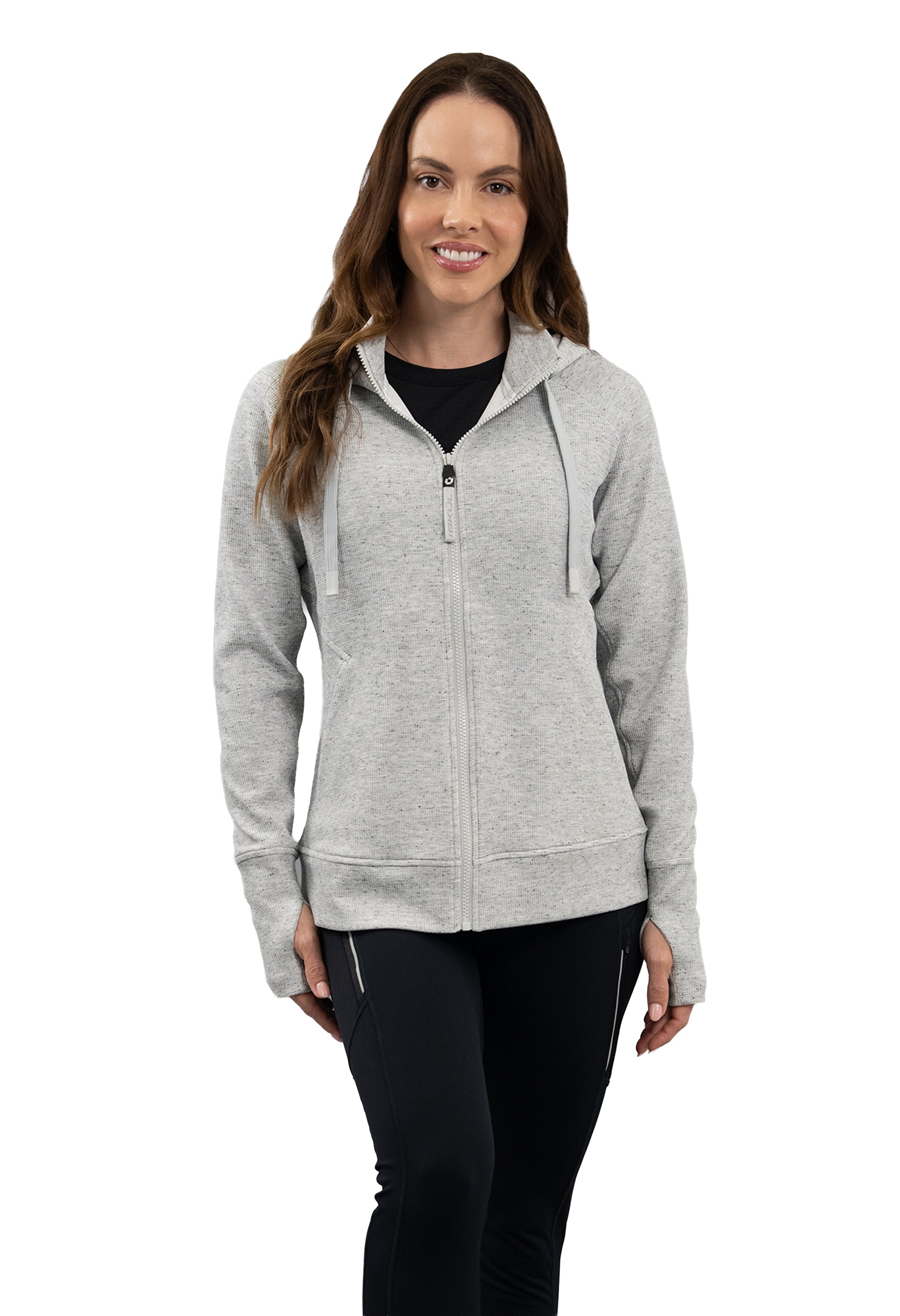 Micro Waffle Knit Zip Hoody Jacket