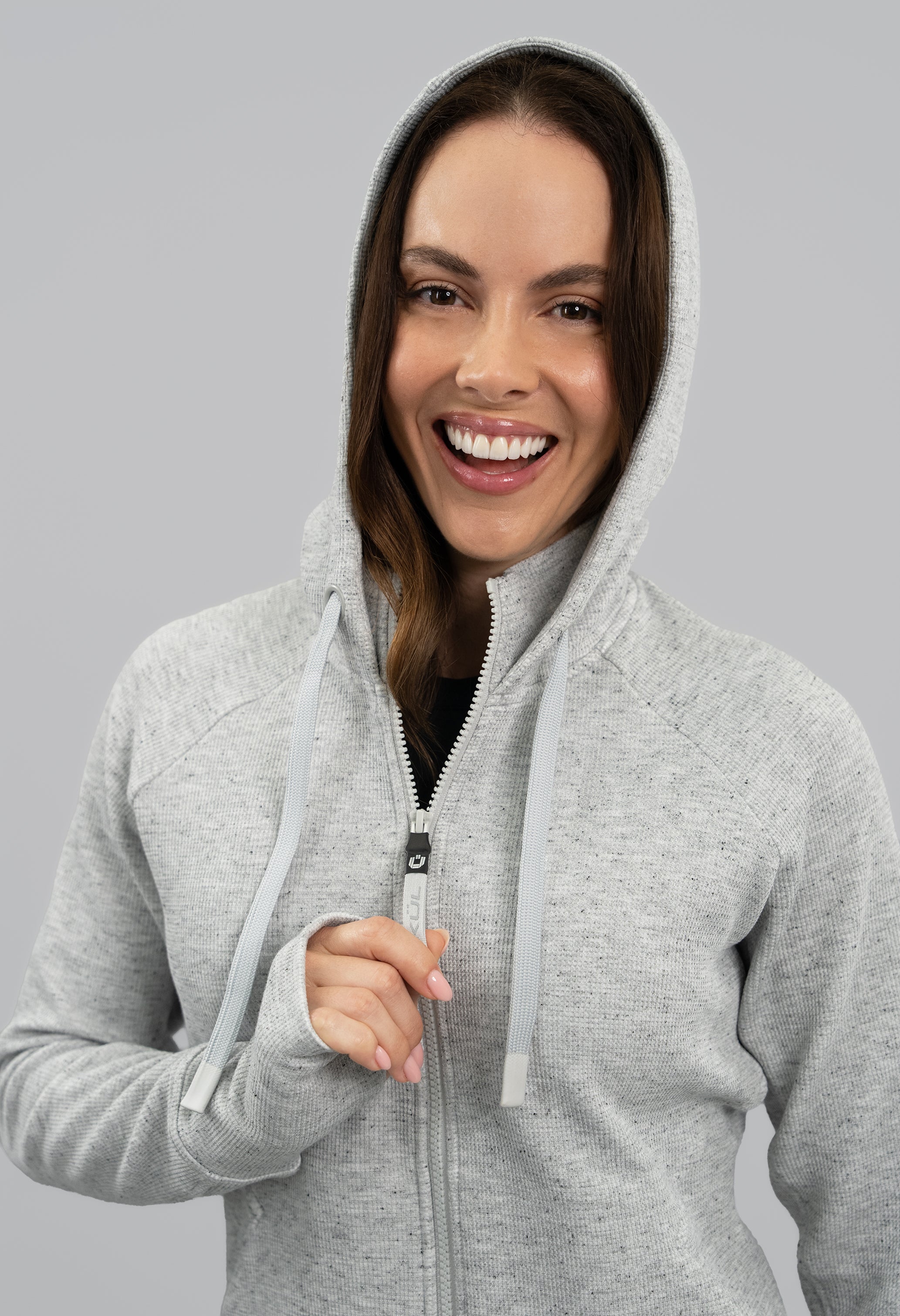 Micro Waffle Knit Zip Hoody Jacket