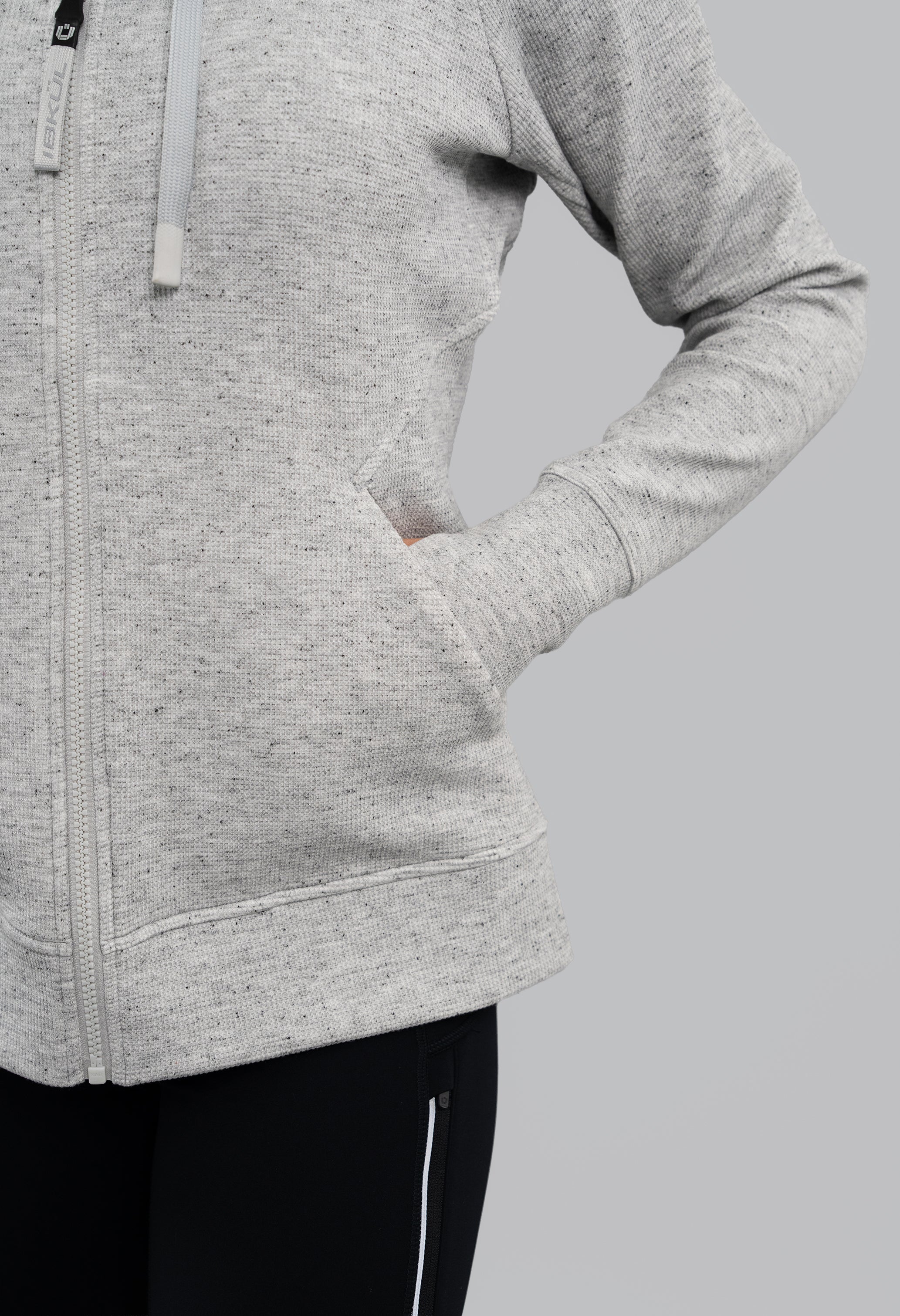 Micro Waffle Knit Zip Hoody Jacket