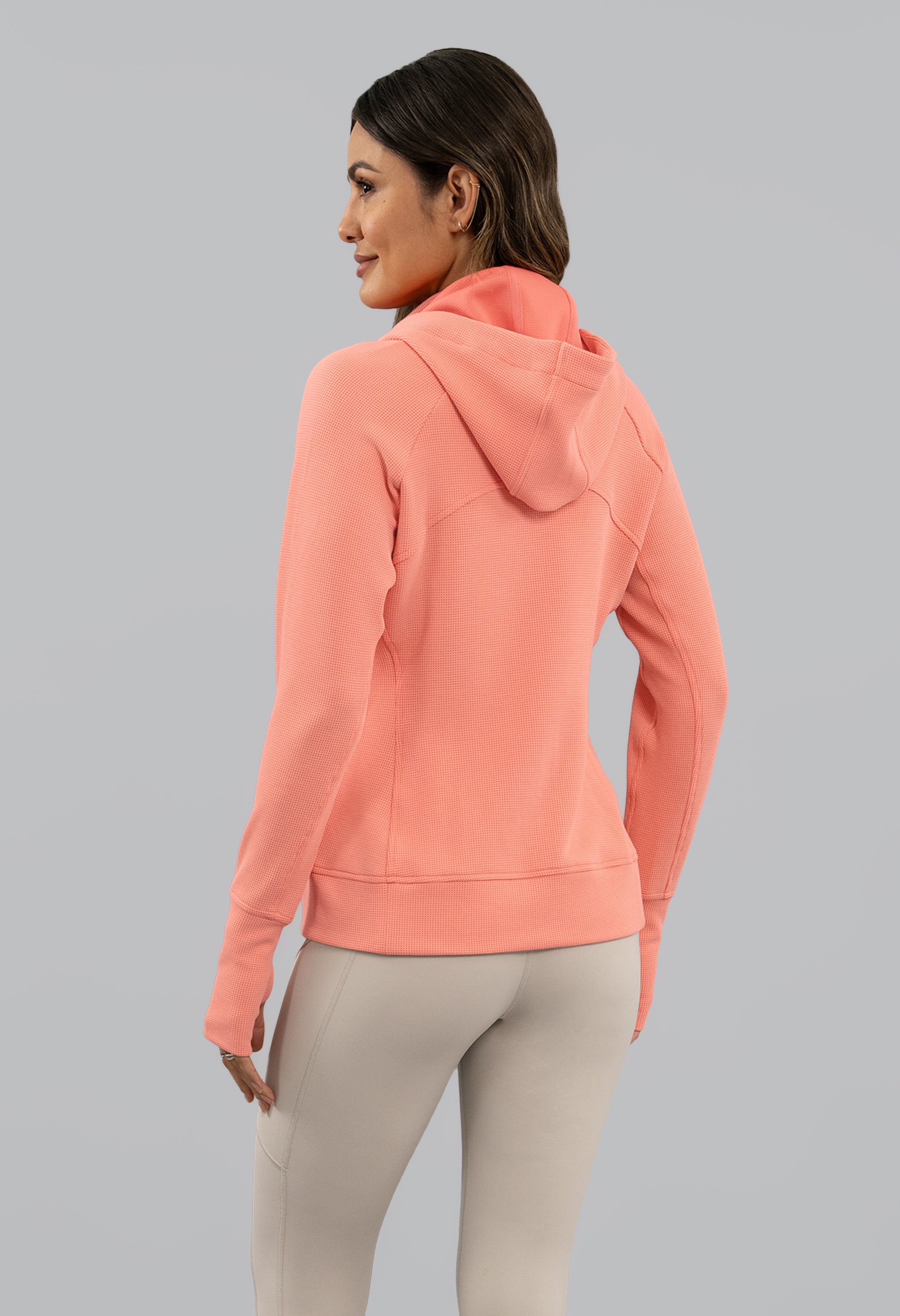 Micro Waffle Knit Zip Hoody Jacket