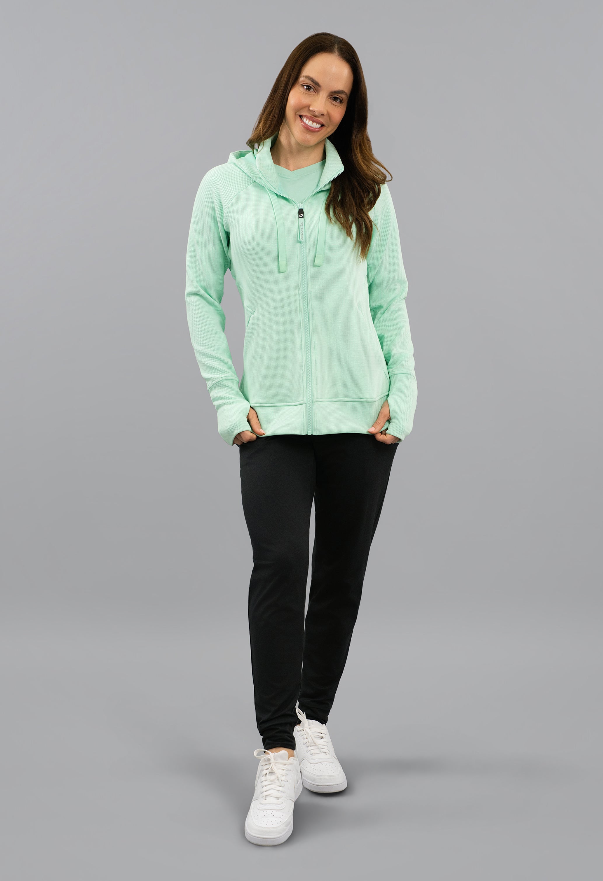 Micro Waffle Knit Zip Hoody Jacket
