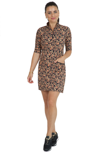 Gemma Print Ruched Elbow Length Sleeve Dress – 40758