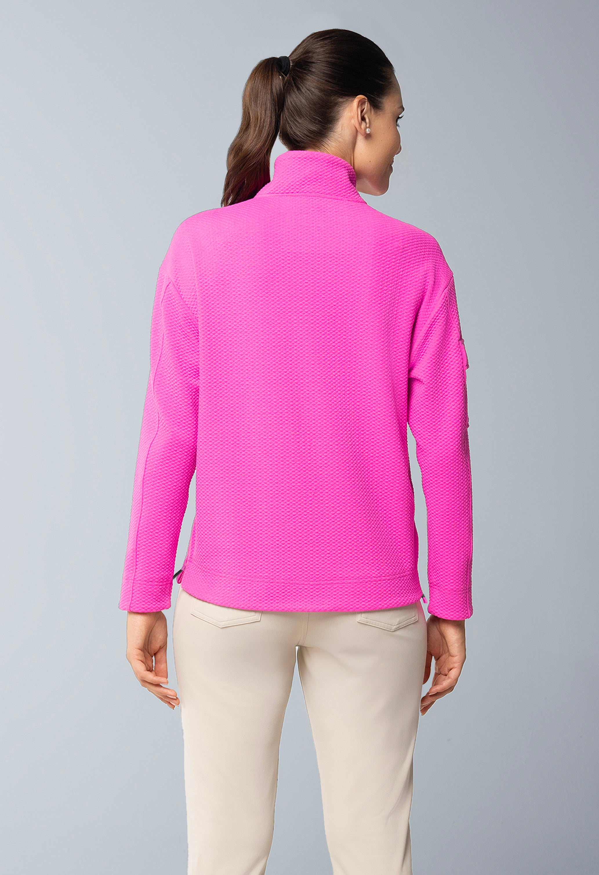 Solid Popcorn Stitch 1/4 Zip Pullover