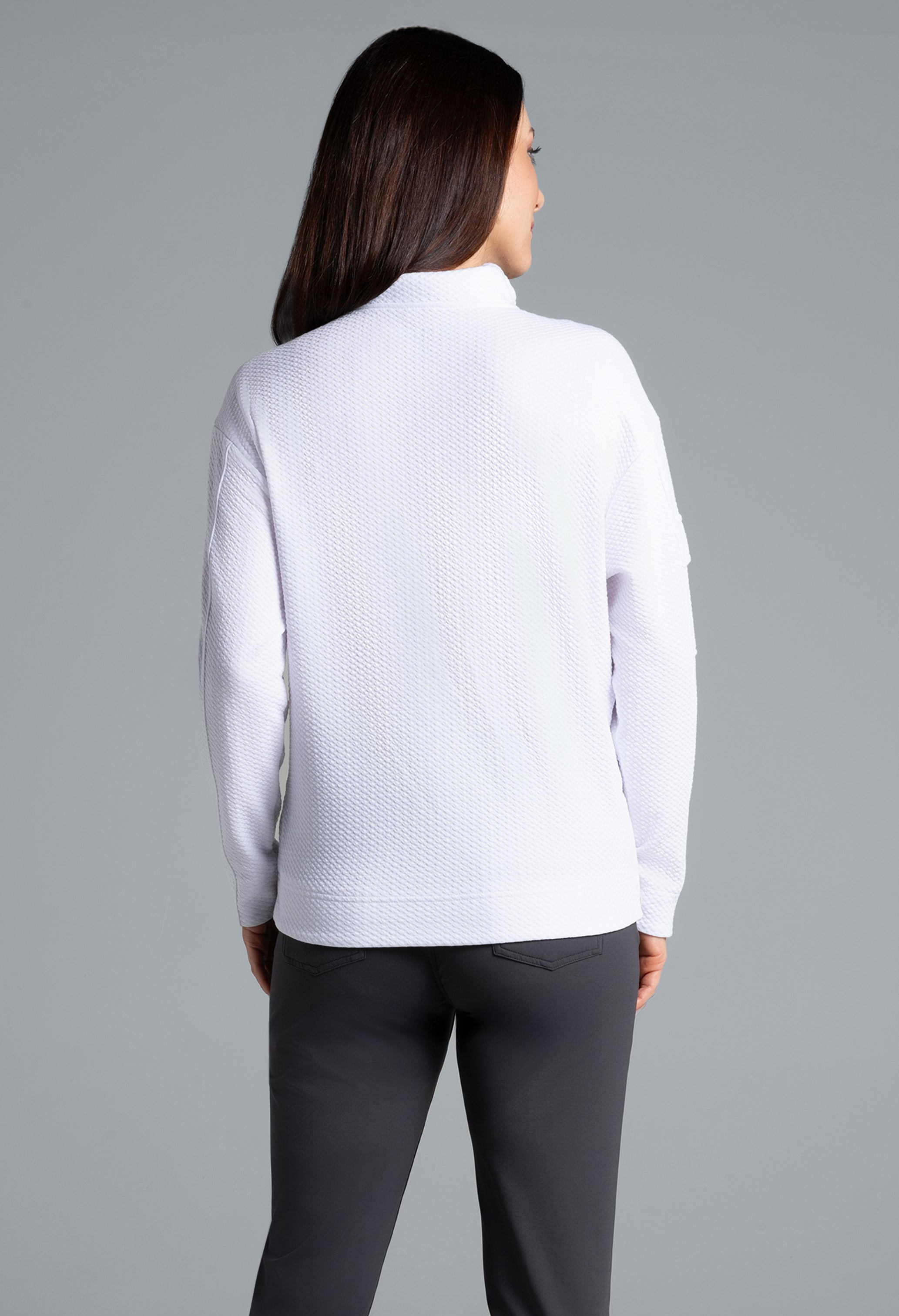 Solid Popcorn Stitch 1/4 Zip Pullover