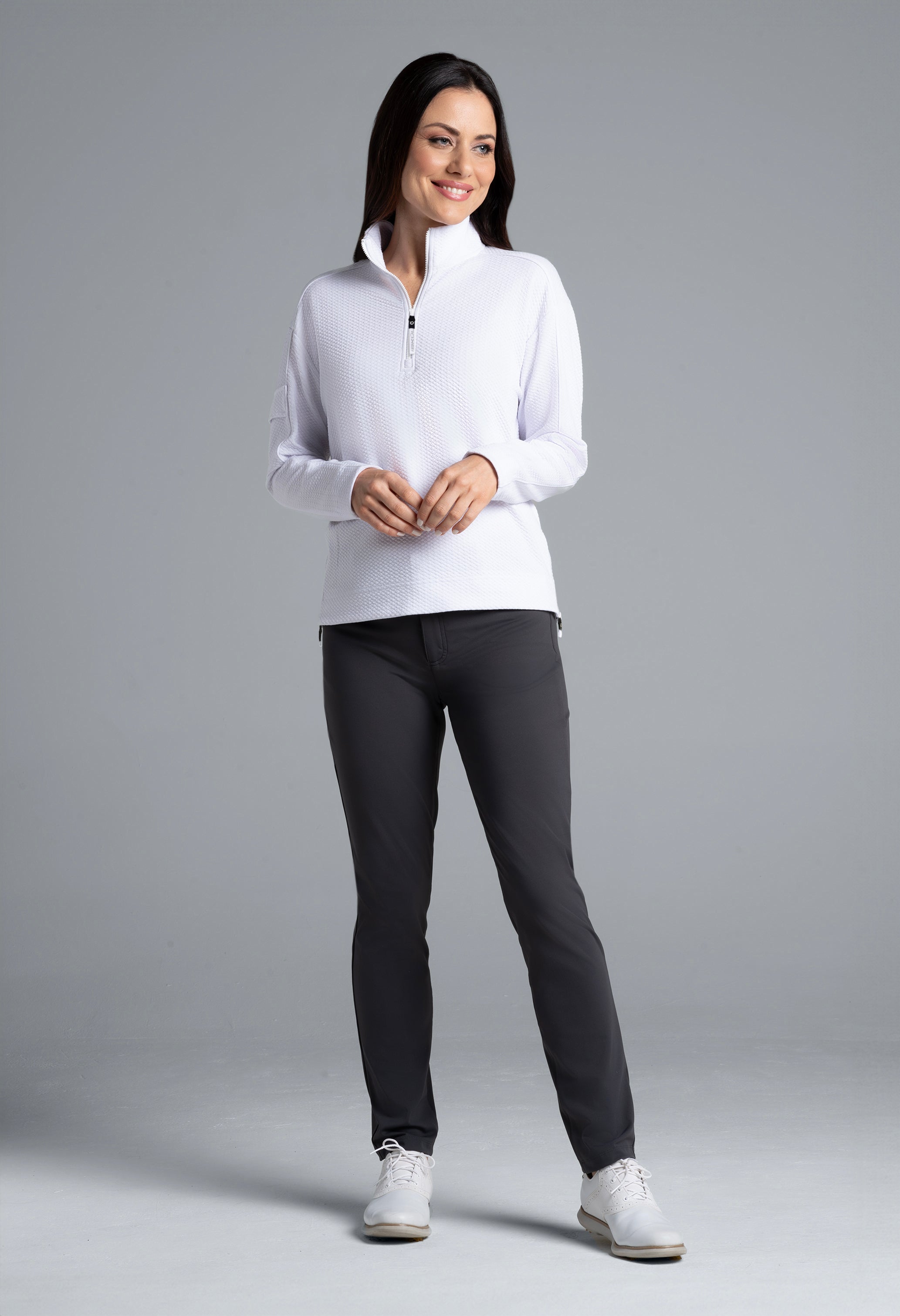 Solid Popcorn Stitch 1/4 Zip Pullover