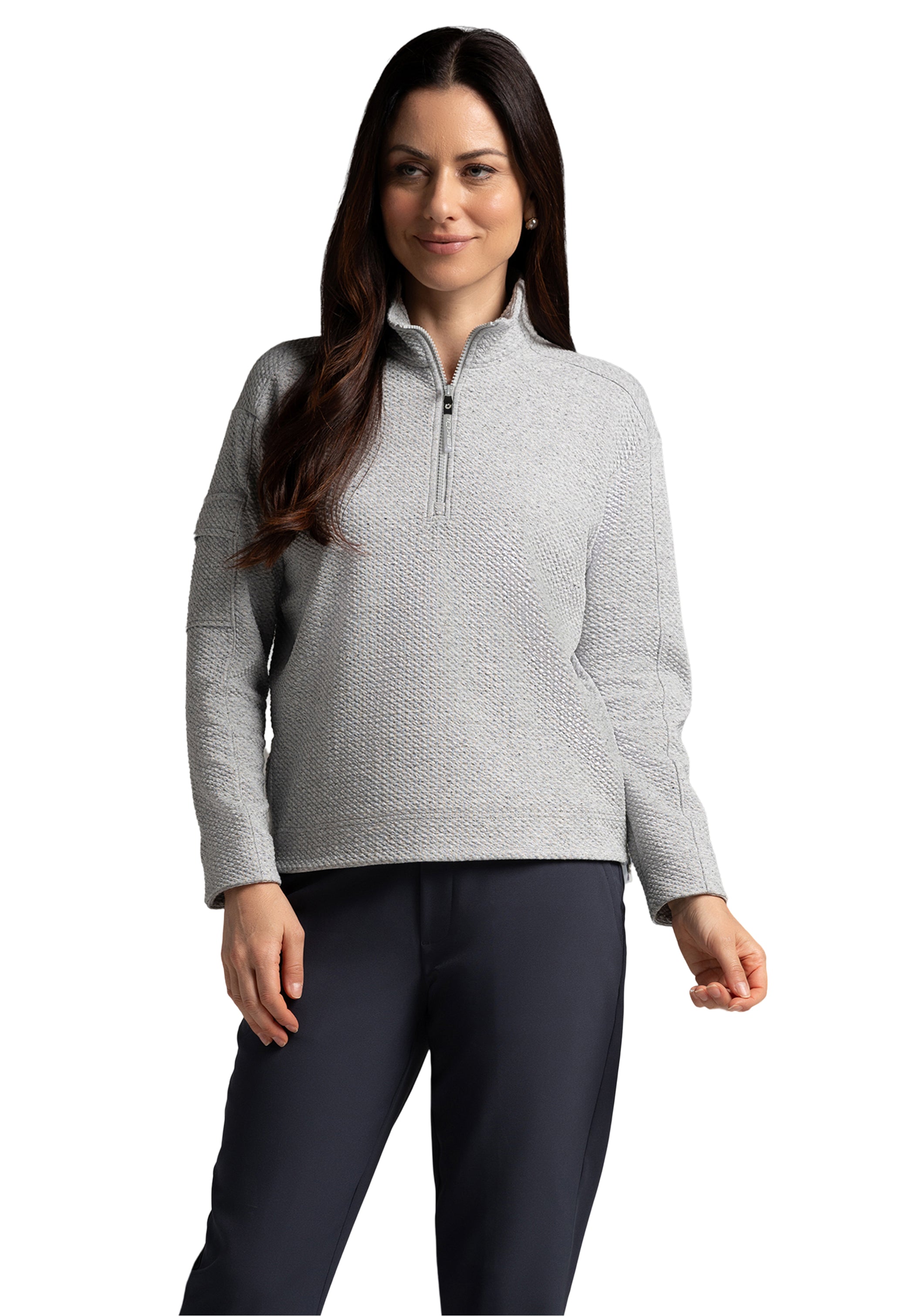 Solid Popcorn Stitch 1/4 Zip Pullover