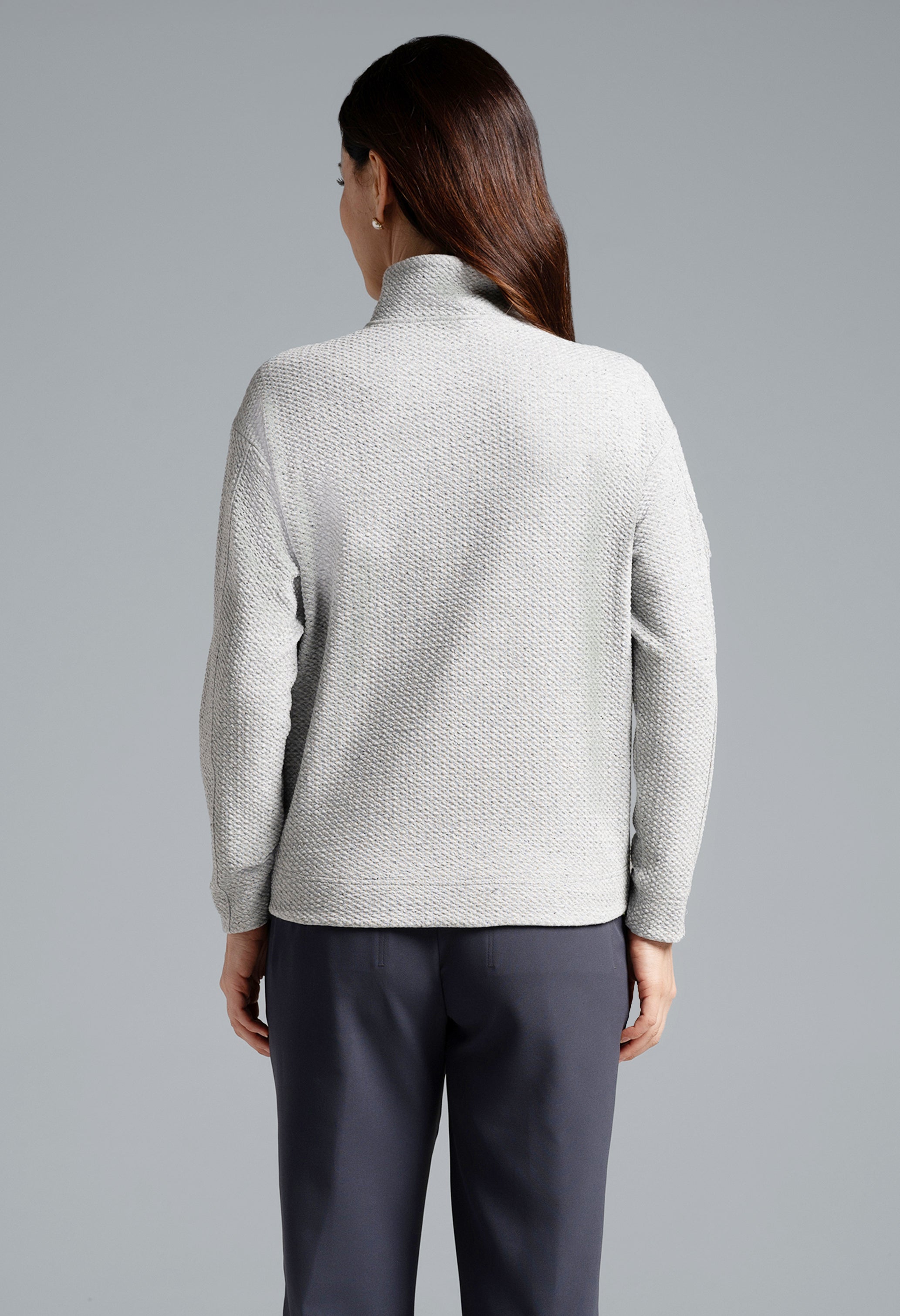 Solid Popcorn Stitch 1/4 Zip Pullover