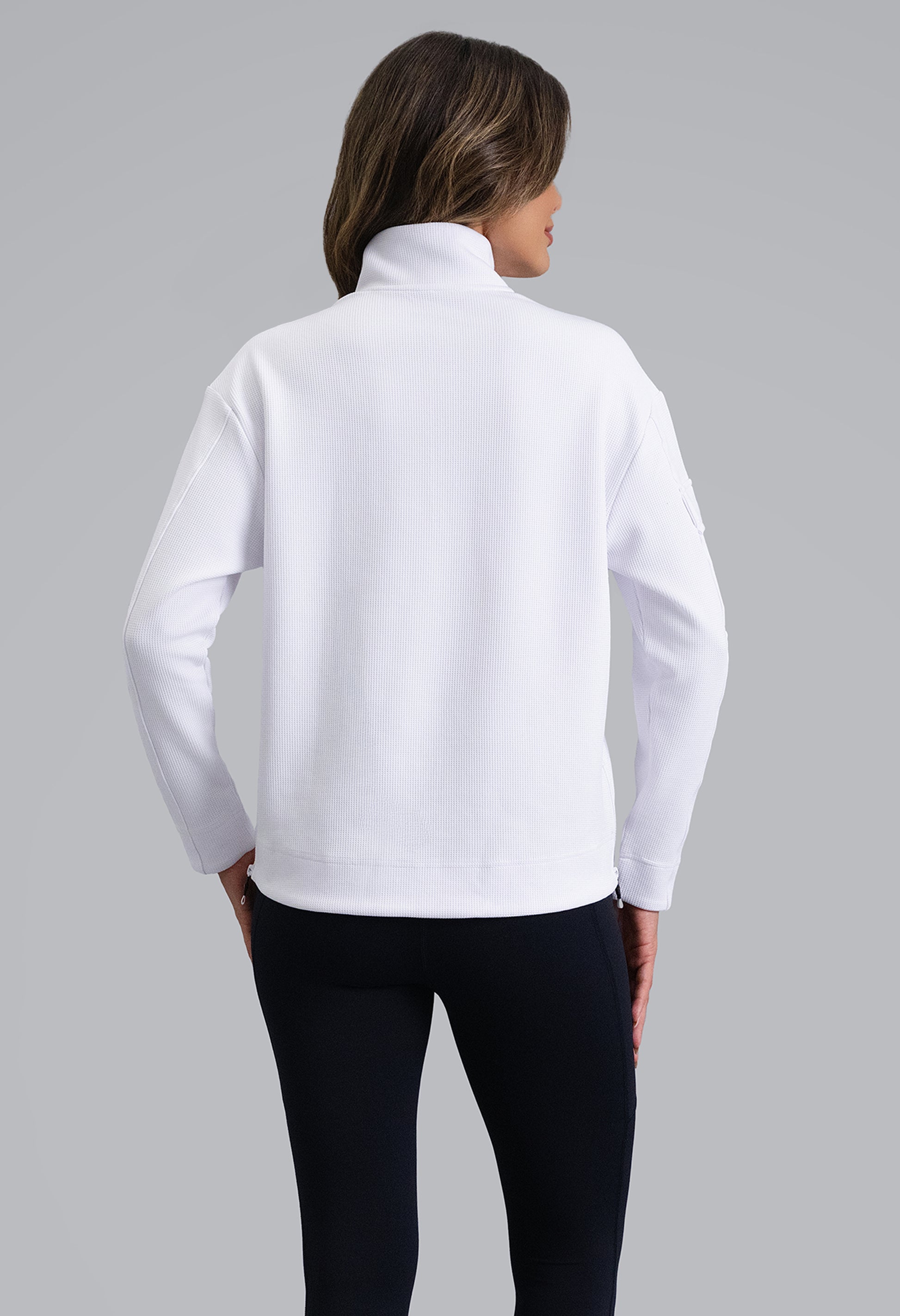 IBKÜL - Micro Waffle Knit 1/4 Zip Pullover - Color: White