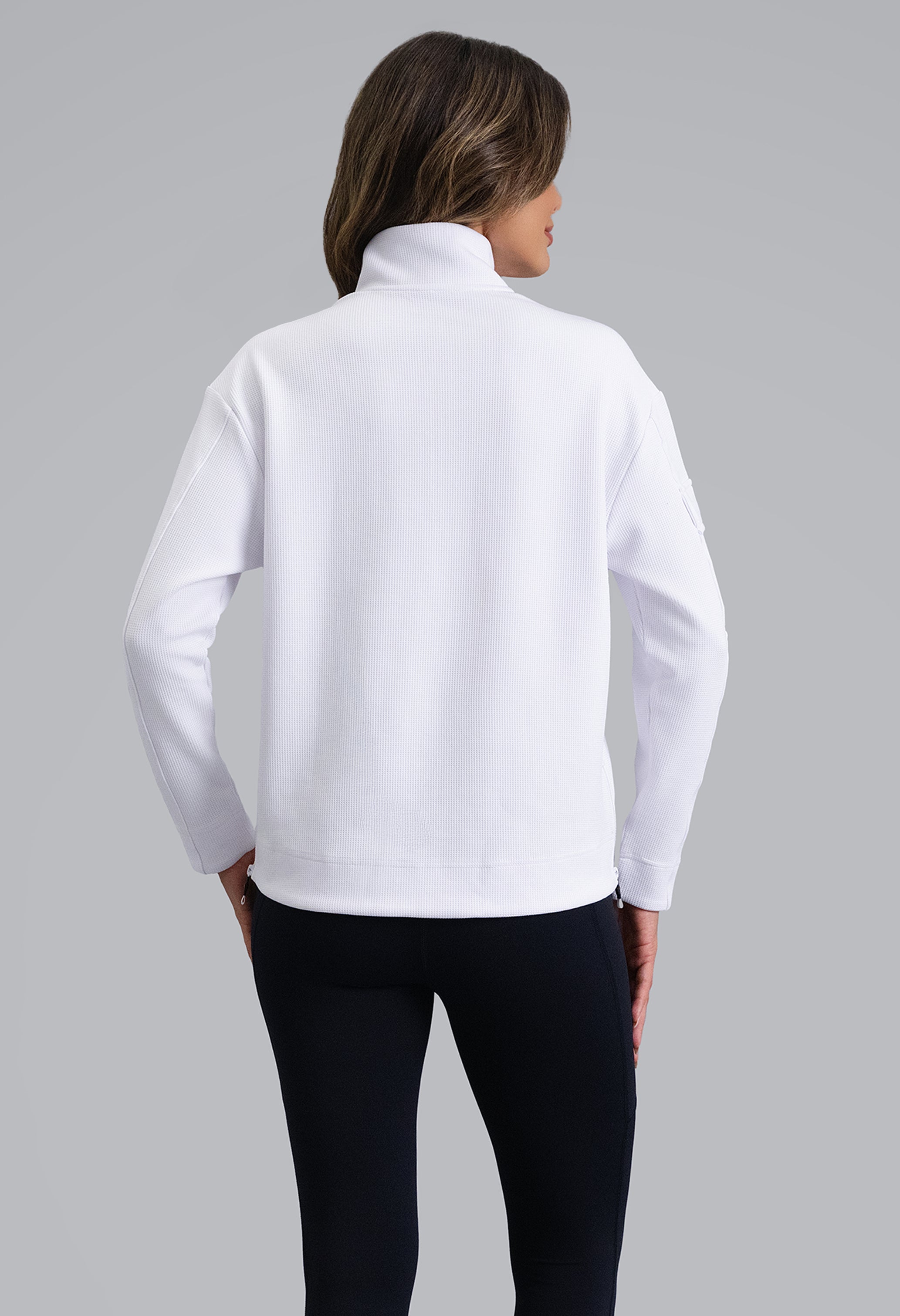 IBKÜL - Micro Waffle Knit 1/4 Zip Pullover - Color: White