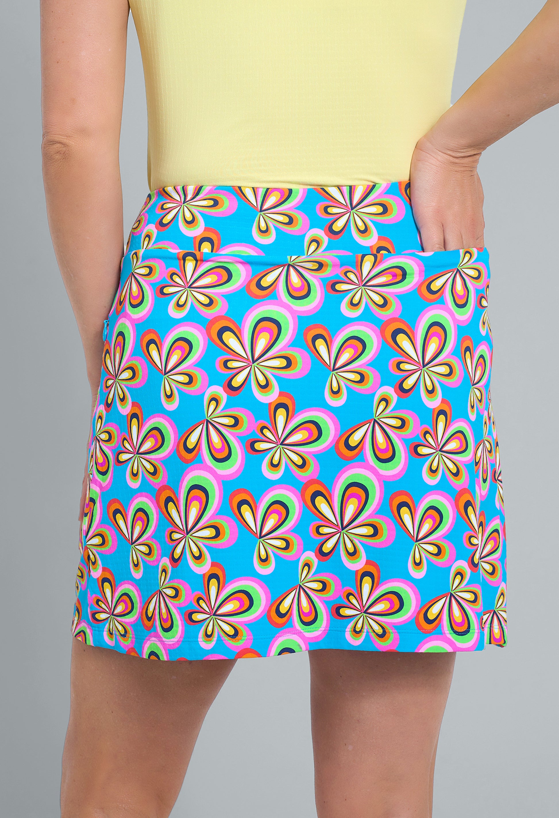 IBKÜL - Arya Print Faux Wrap Skort - Color: Turquoise Multi
