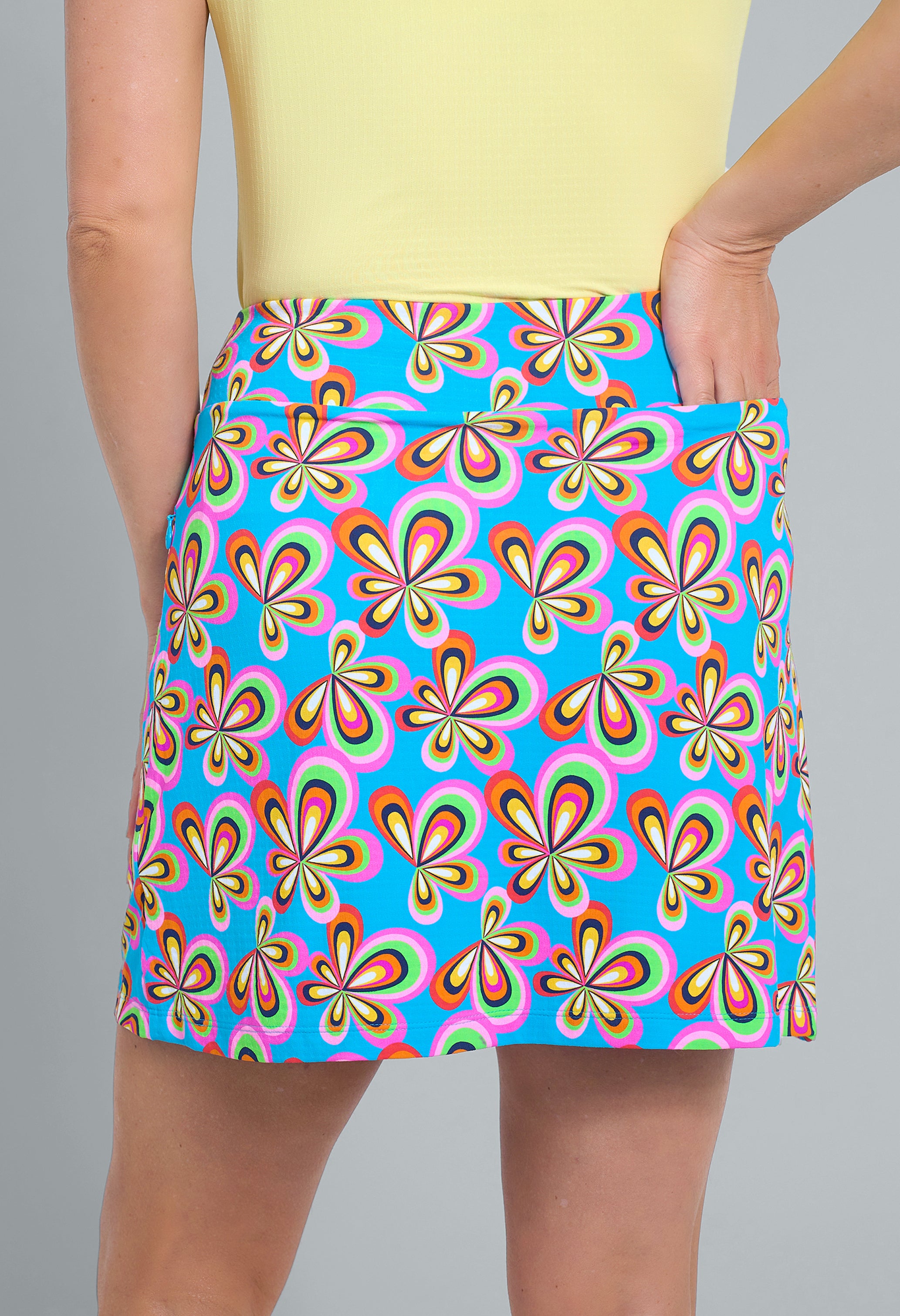 IBKÜL - Arya Print Faux Wrap Skort - Color: Turquoise Multi
