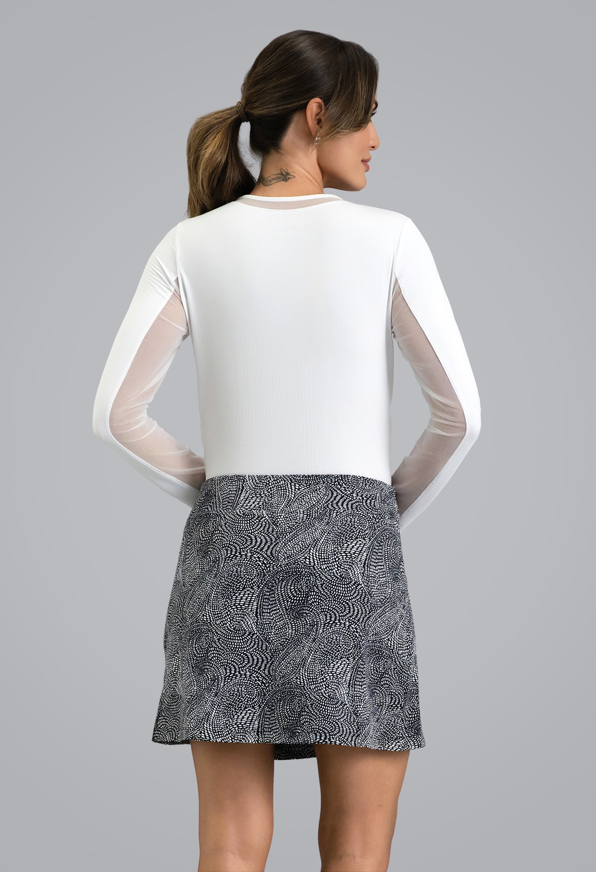 IBKÜL - Stephanie Faux Wrap Skort - Color: Black/White
