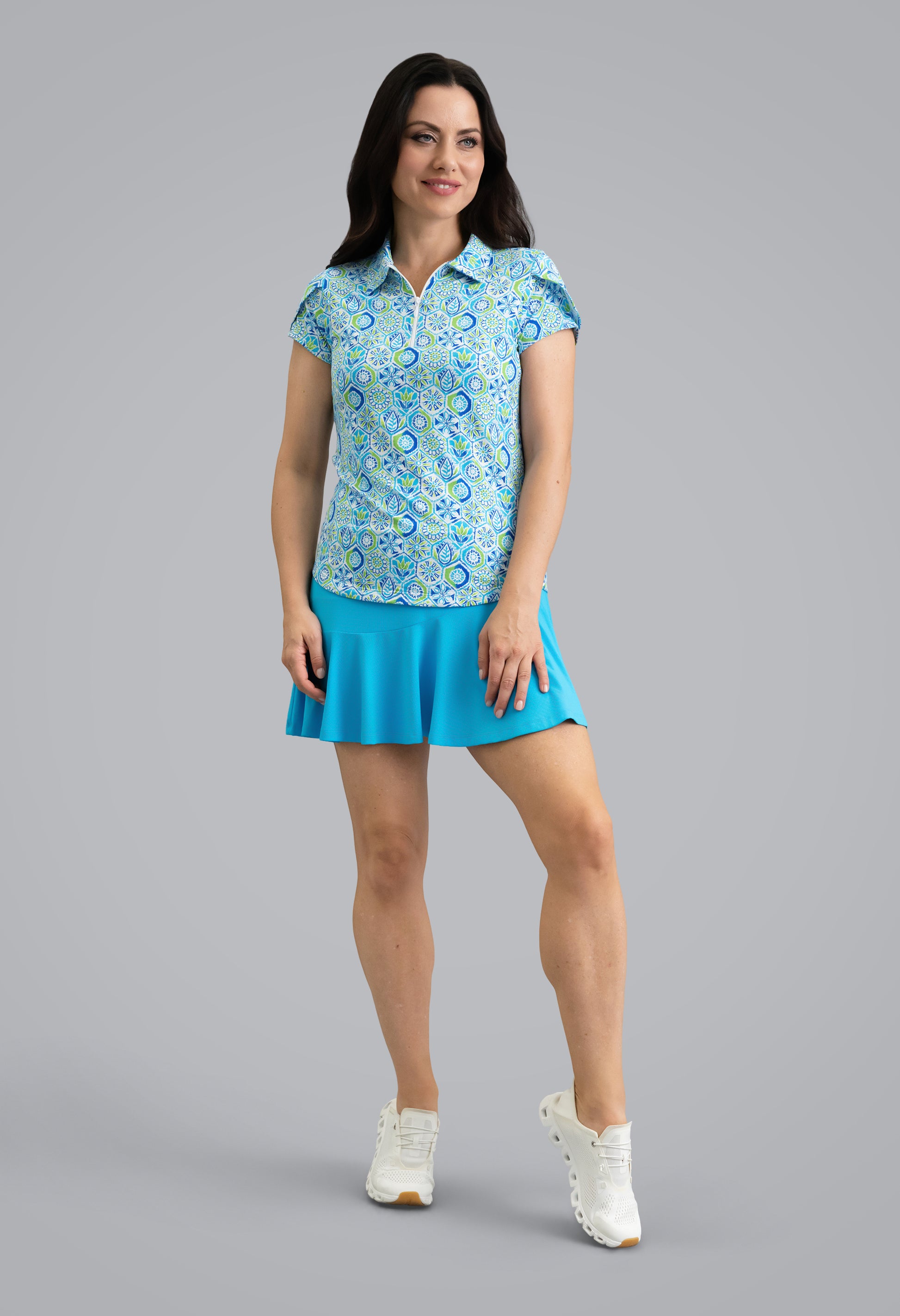 IBKÜL - Alexis Tulip Sleeve Top - Color: Lime Multi