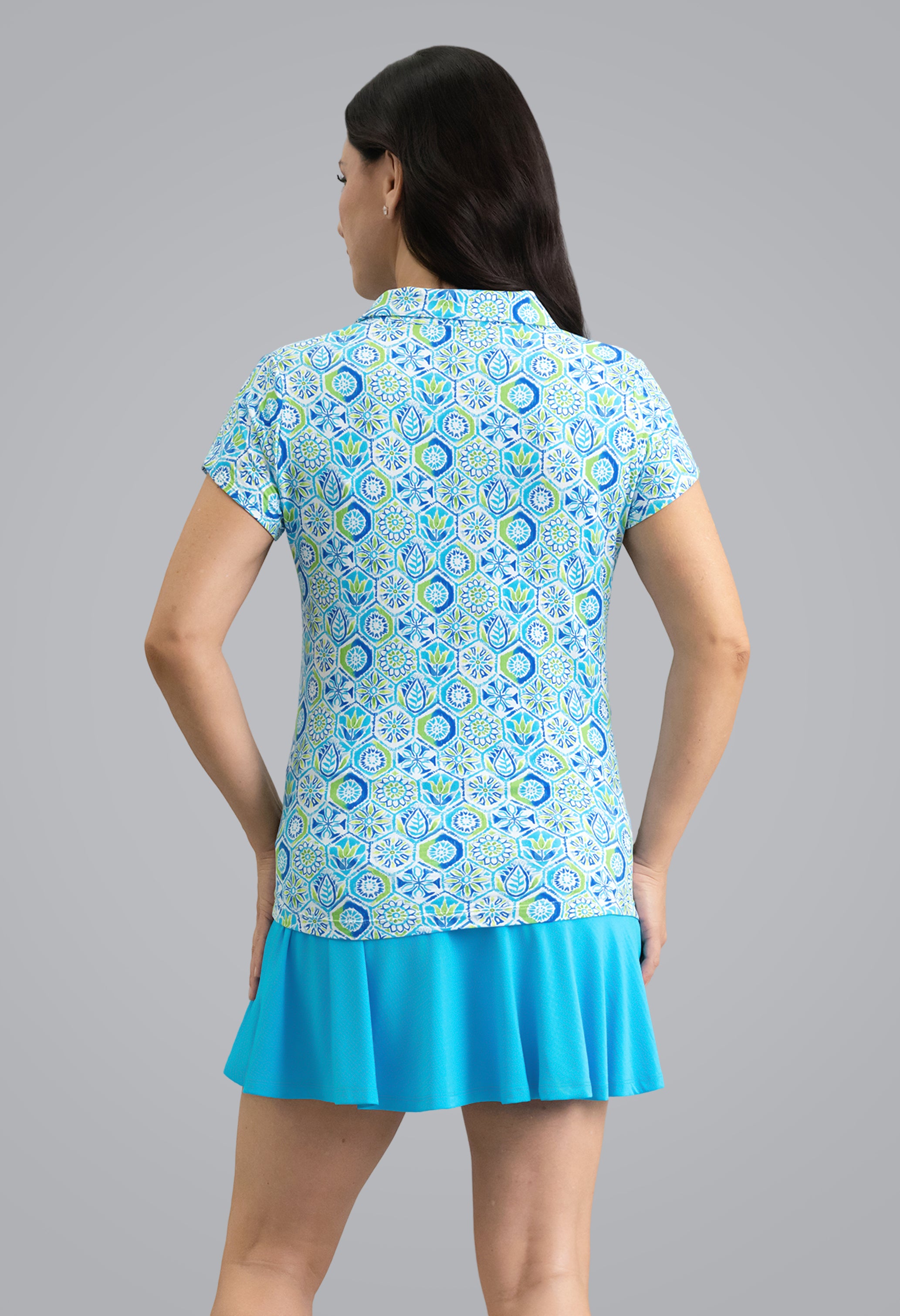 IBKÜL - Alexis Tulip Sleeve Top - Color: Lime Multi