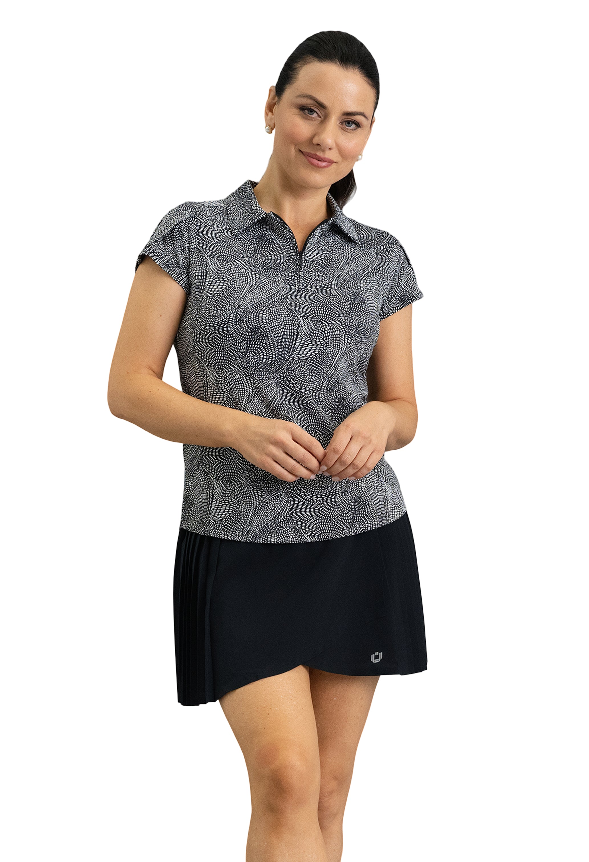 IBKÜL - Stephanie Tulip Sleeve Top - Color: Black/White