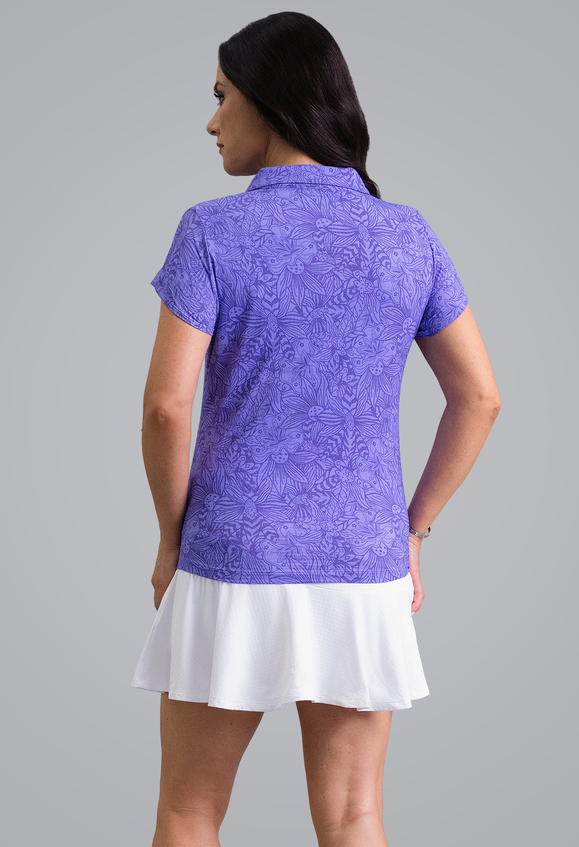 IBKÜL - Annie Tulip Sleeve Top - Color: Plum/Lavender
