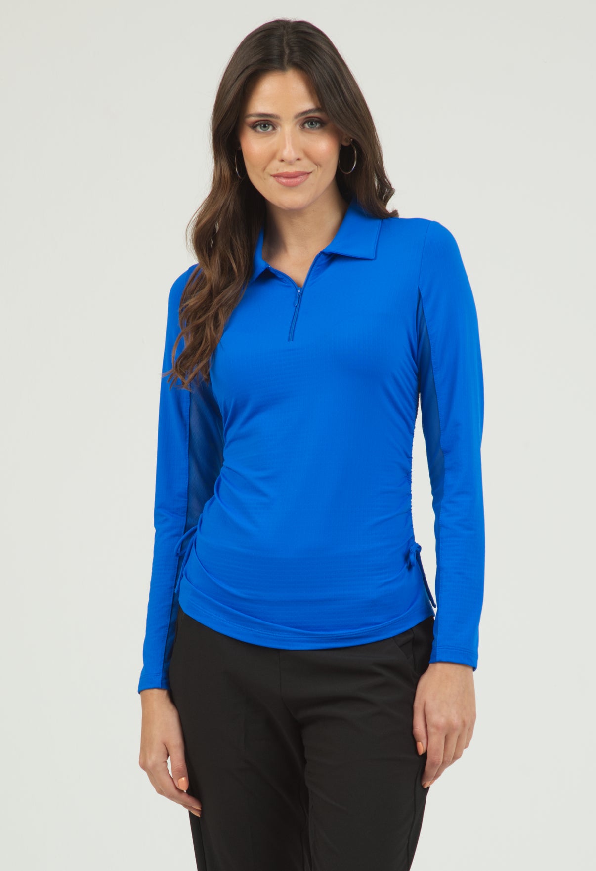 IBKÜL - Adjustable Length Long Sleeve Polo - 48000 - Color: Blue