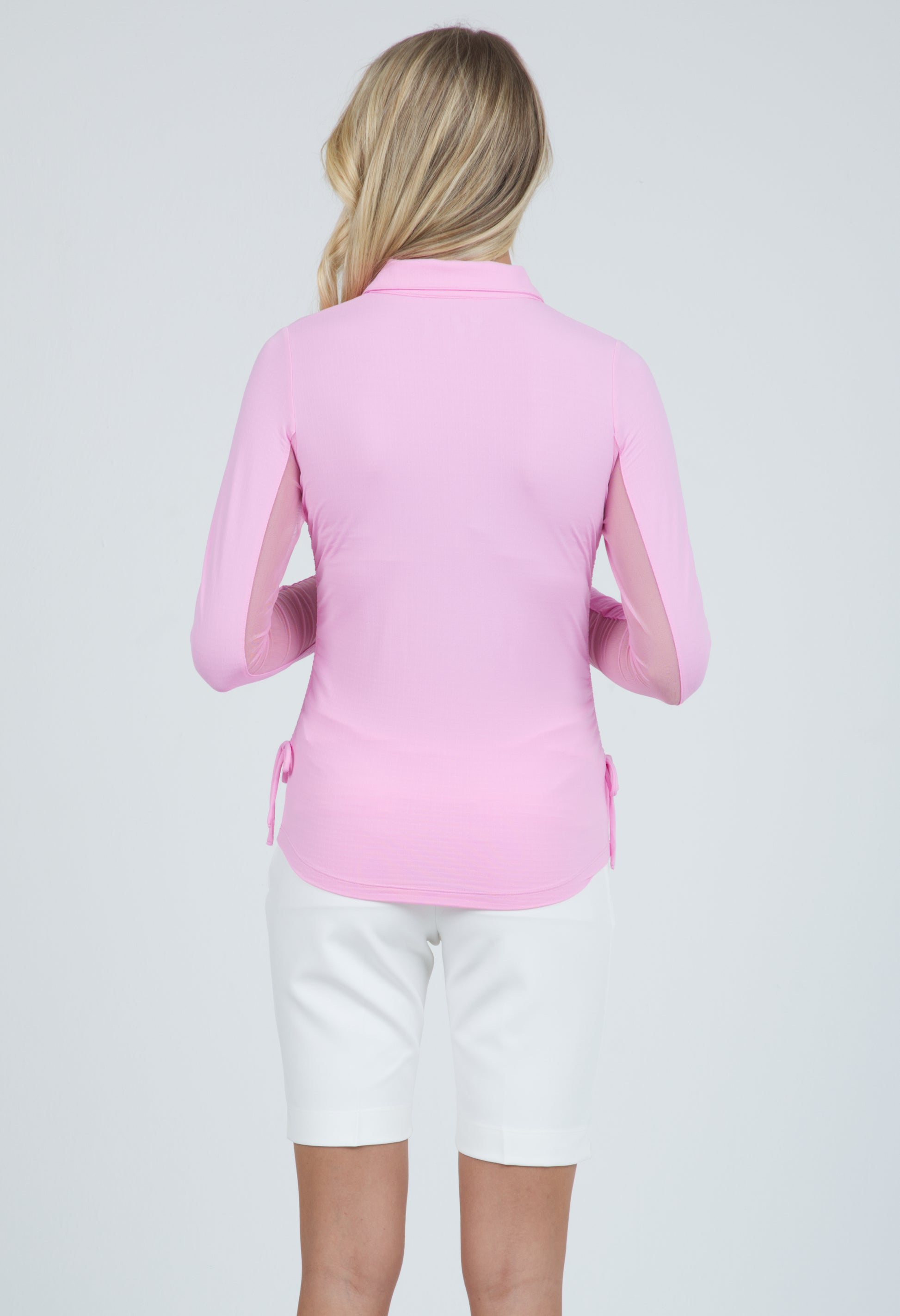 IBKÜL - Adjustable Length Long Sleeve Polo - 48000 - Color: Candy Pink