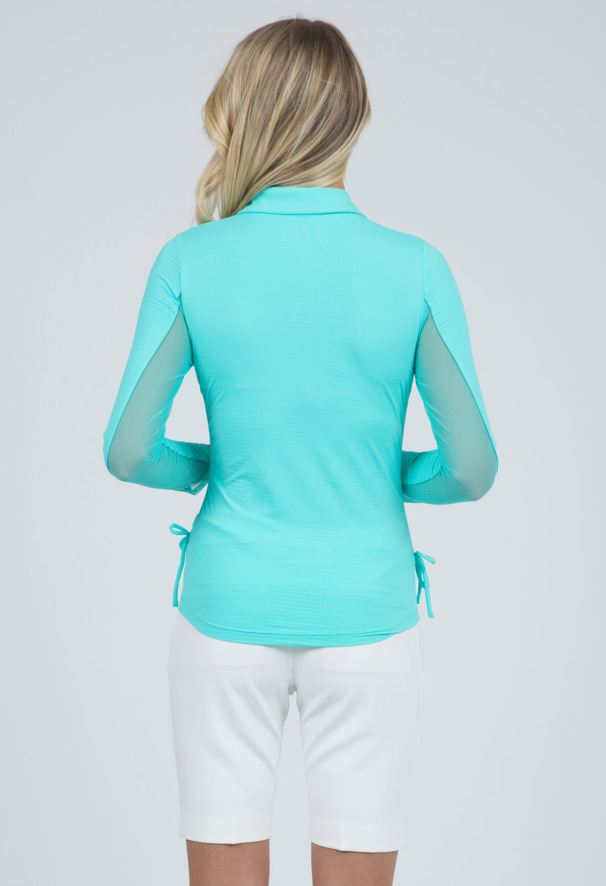 IBKÜL - Adjustable Length Long Sleeve Polo - 48000 - Color: Jade