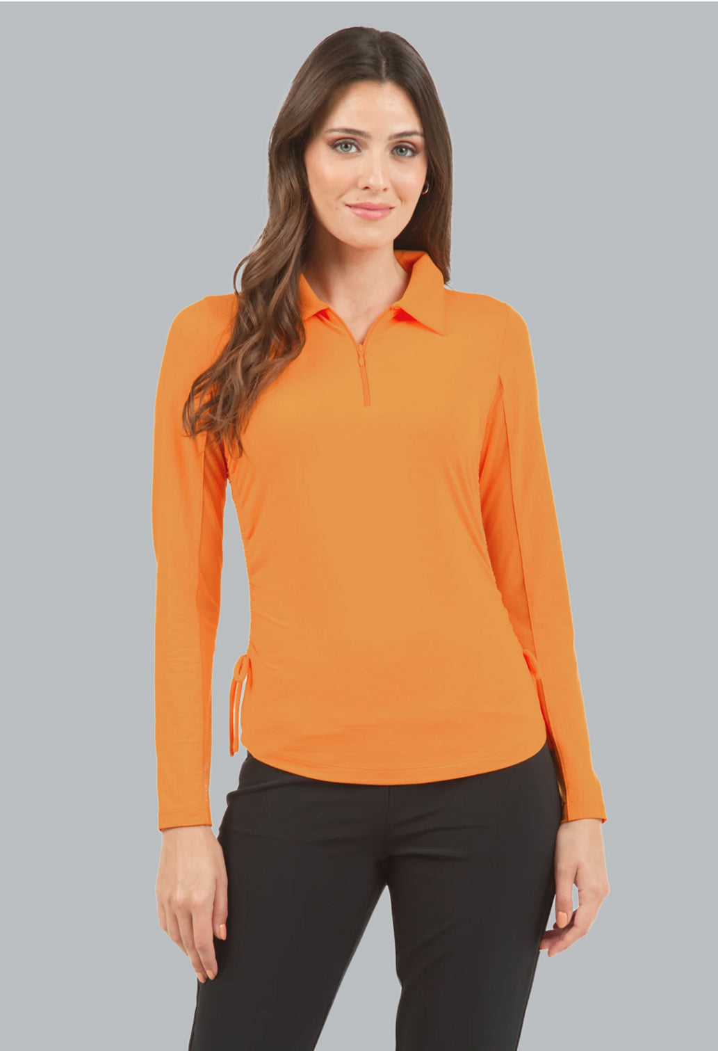 Solid Adjustable Length Long Sleeve Polo