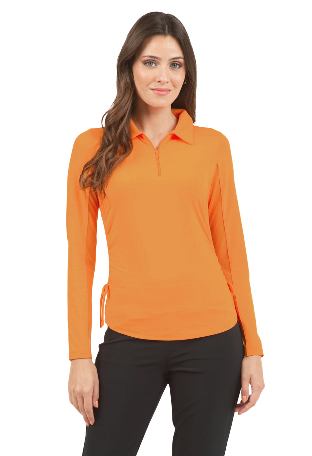 Solid Adjustable Length Long Sleeve Polo