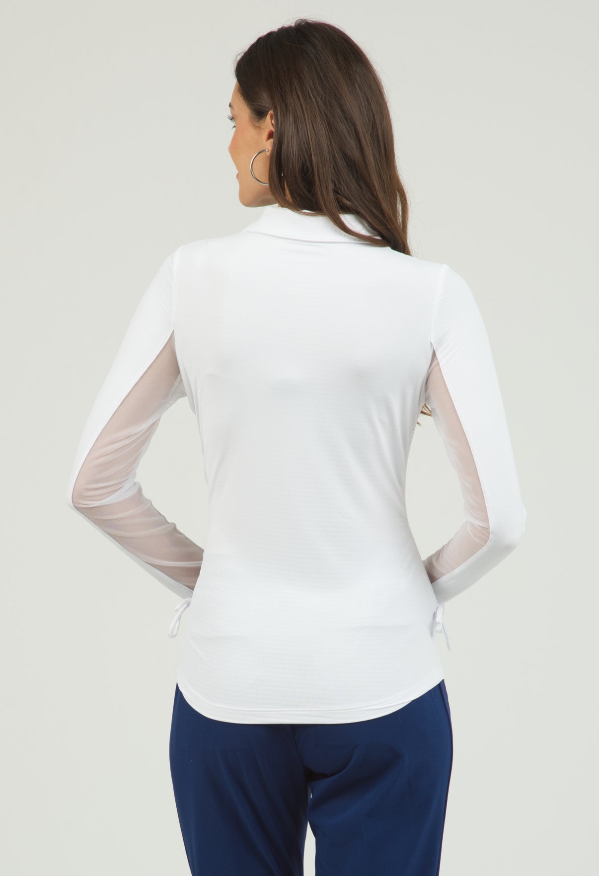 IBKÜL - Adjustable Length Long Sleeve Polo - 48000 - Color: White