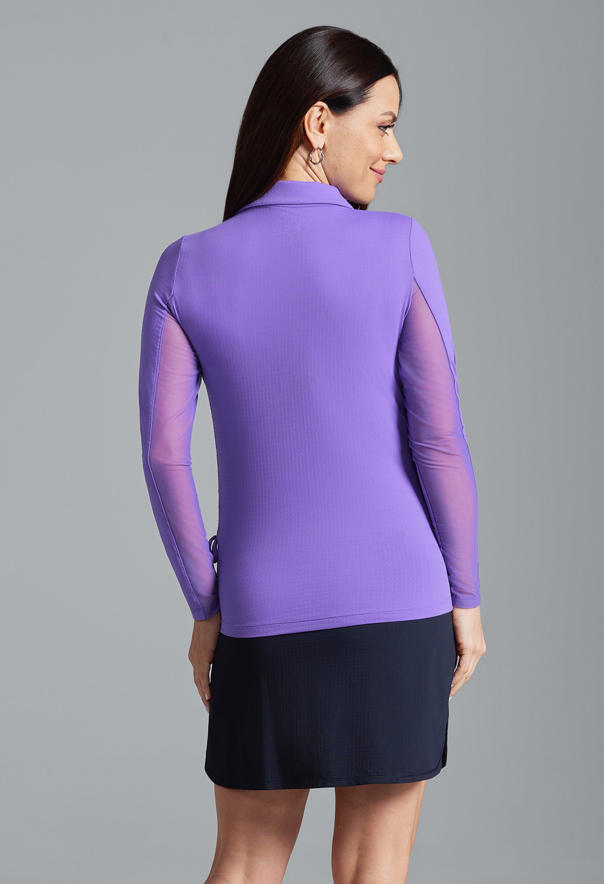 Solid Adjustable Length Long Sleeve Polo