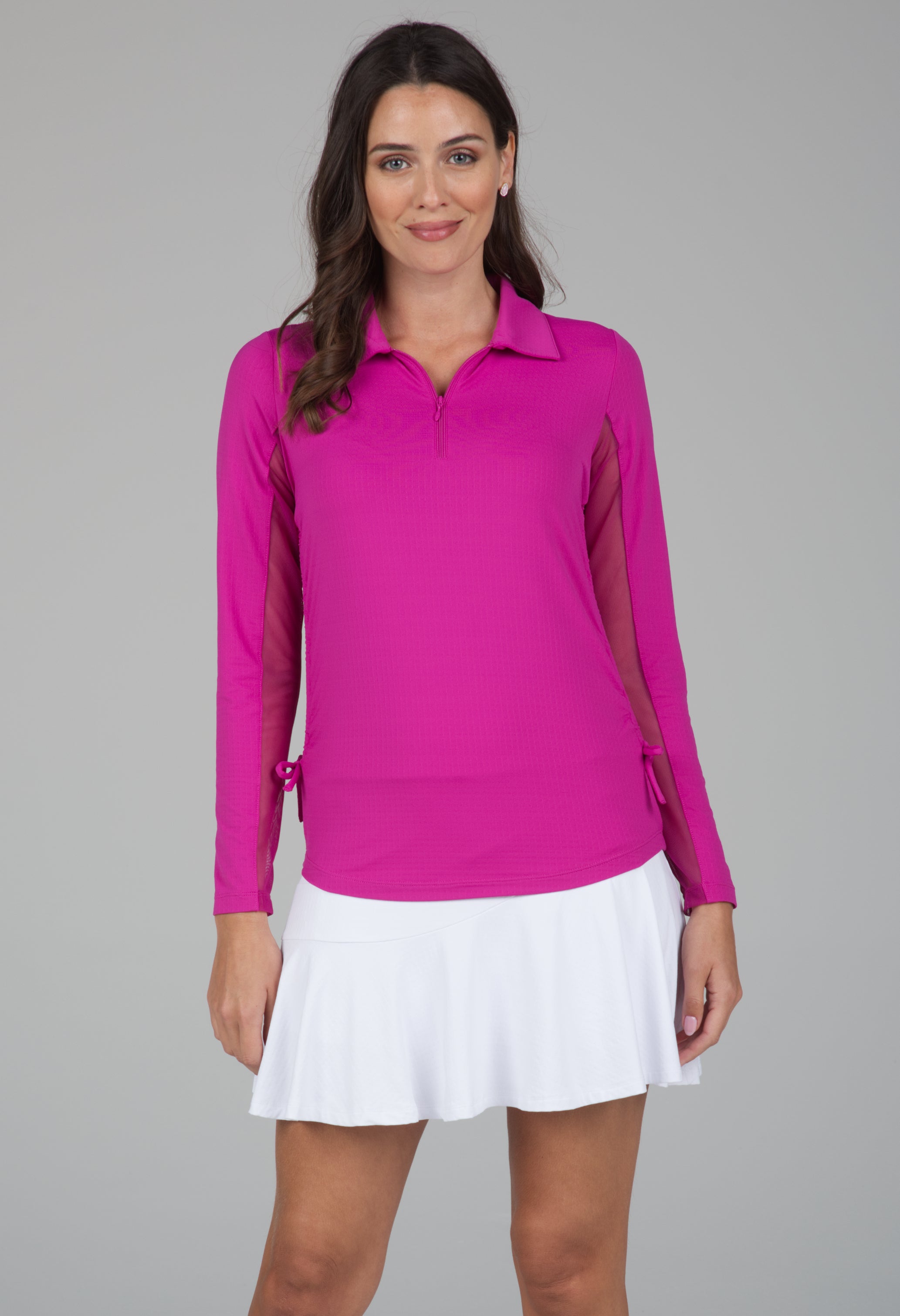 Solid Adjustable Length Long Sleeve Polo