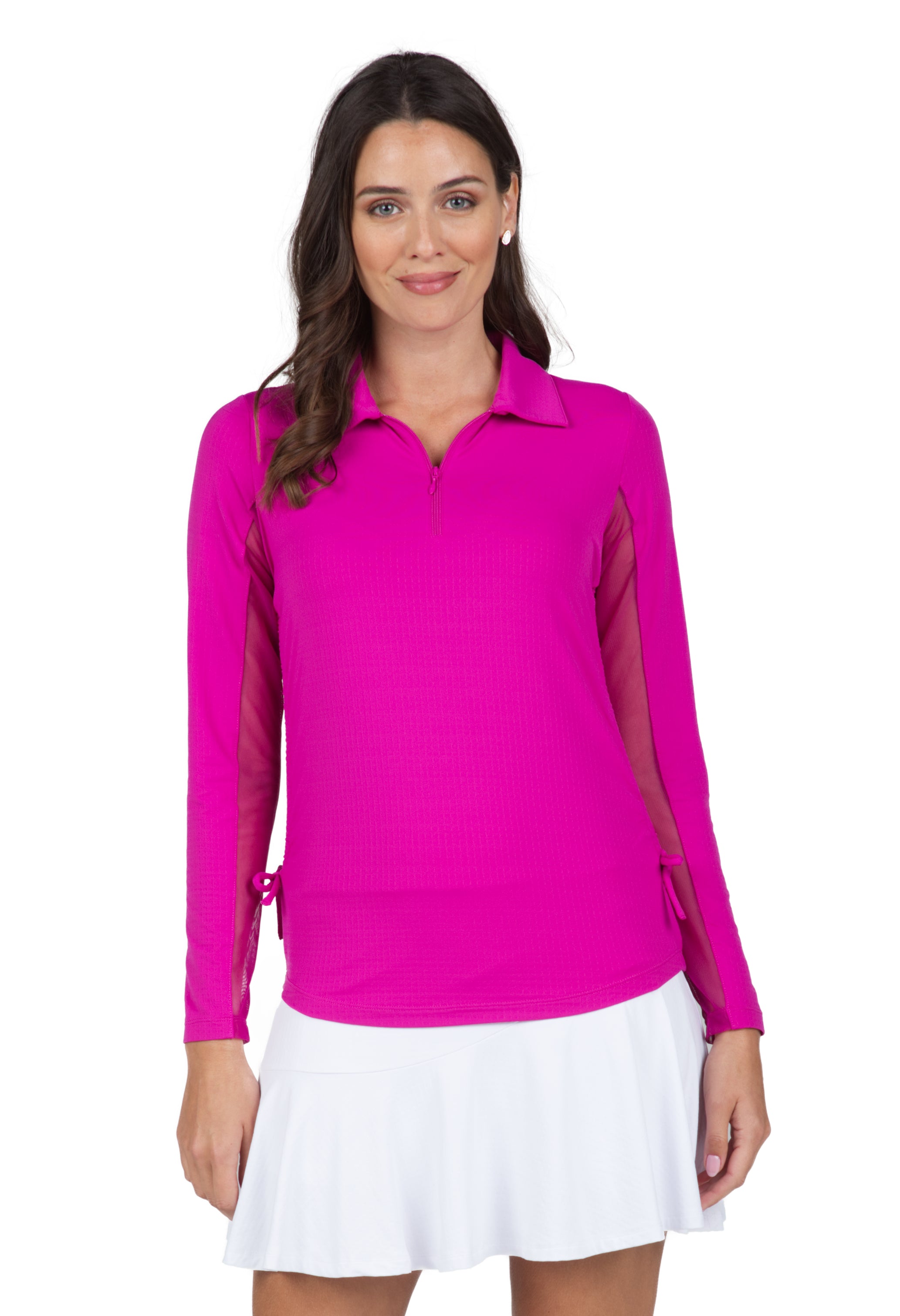 IBKÜL - Adjustable Length Long Sleeve Polo - 48000 - Color: Raspberry