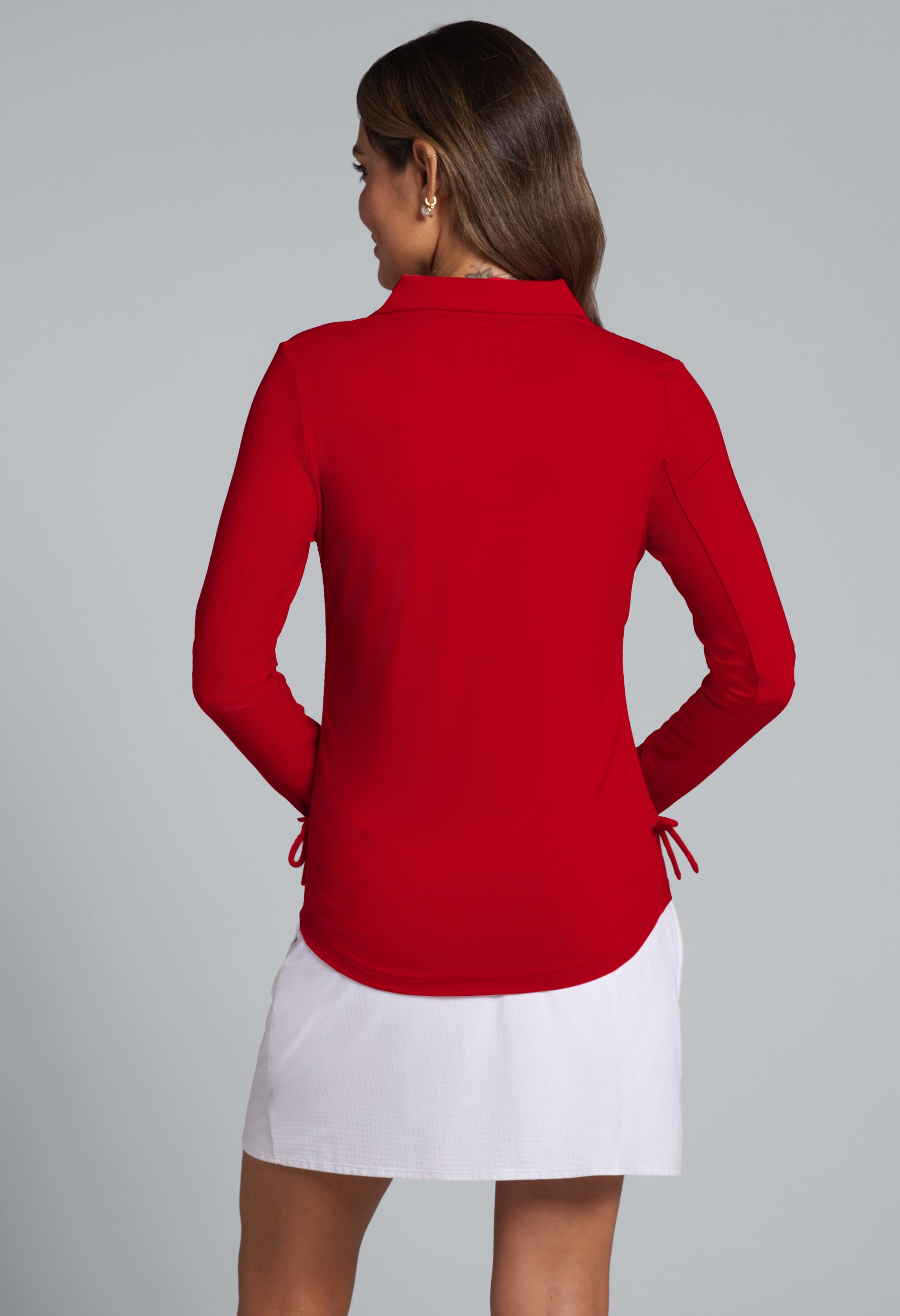 Solid Adjustable Length Long Sleeve Polo
