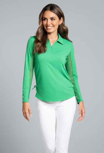 Solid Adjustable Length Long Sleeve Polo