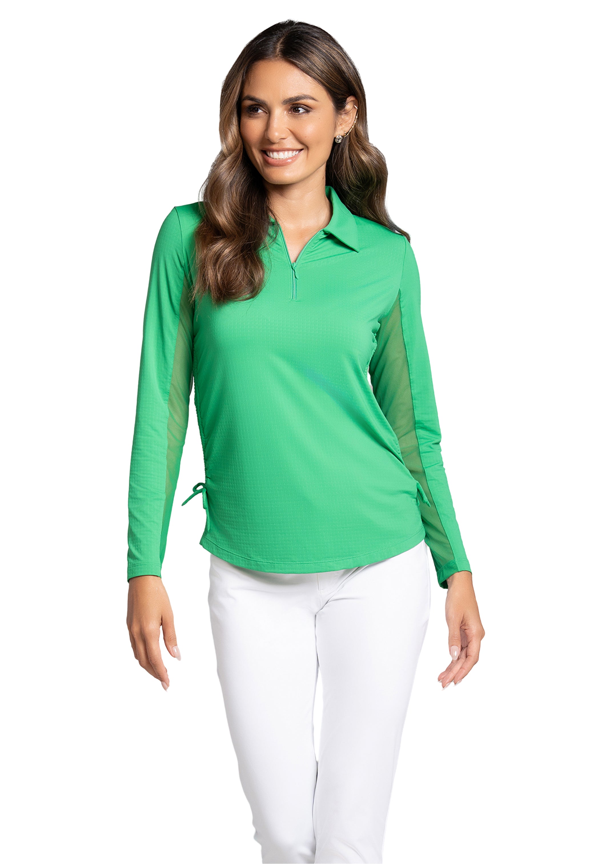 Solid Adjustable Length Long Sleeve Polo