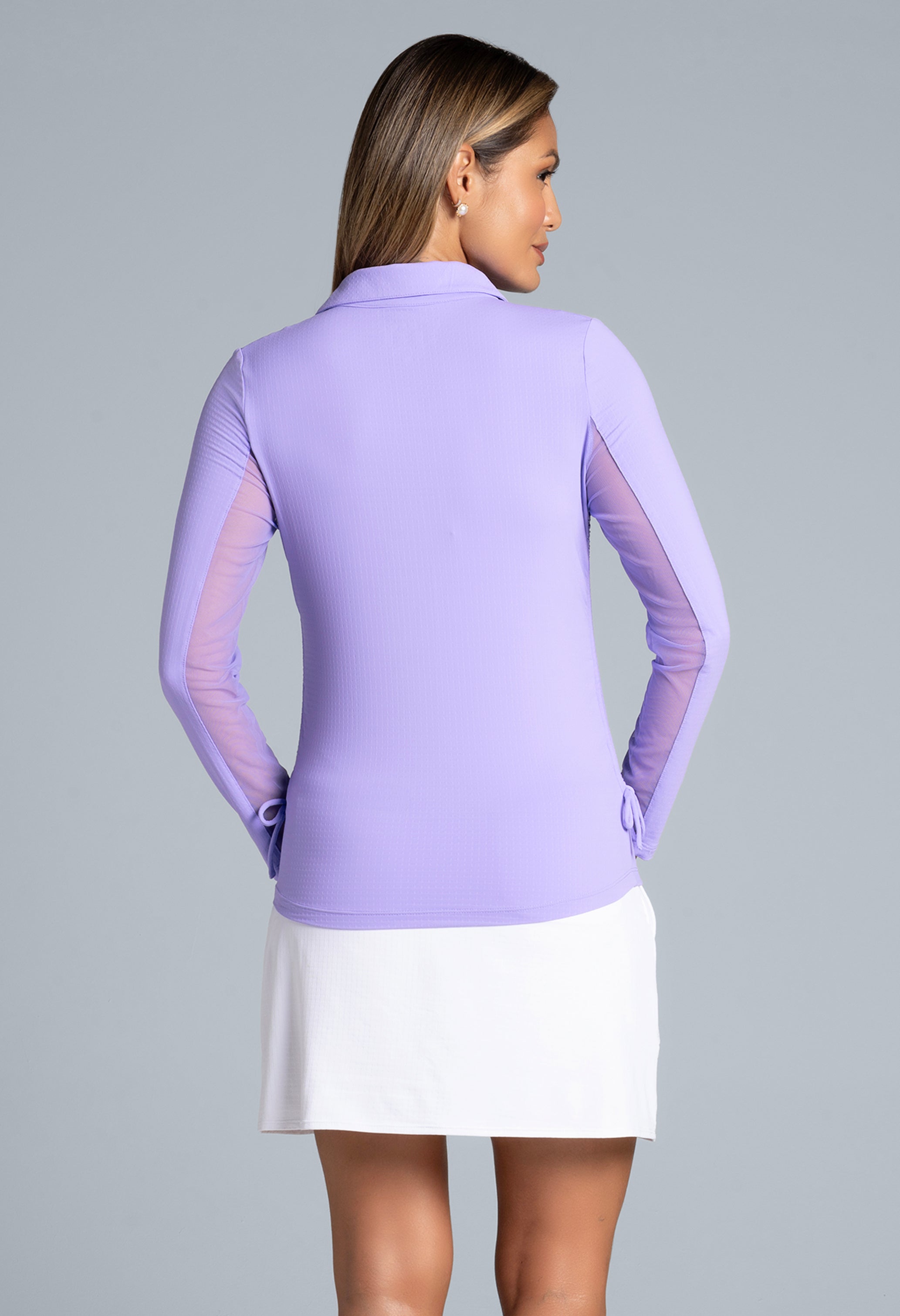 Solid Adjustable Length Long Sleeve Polo