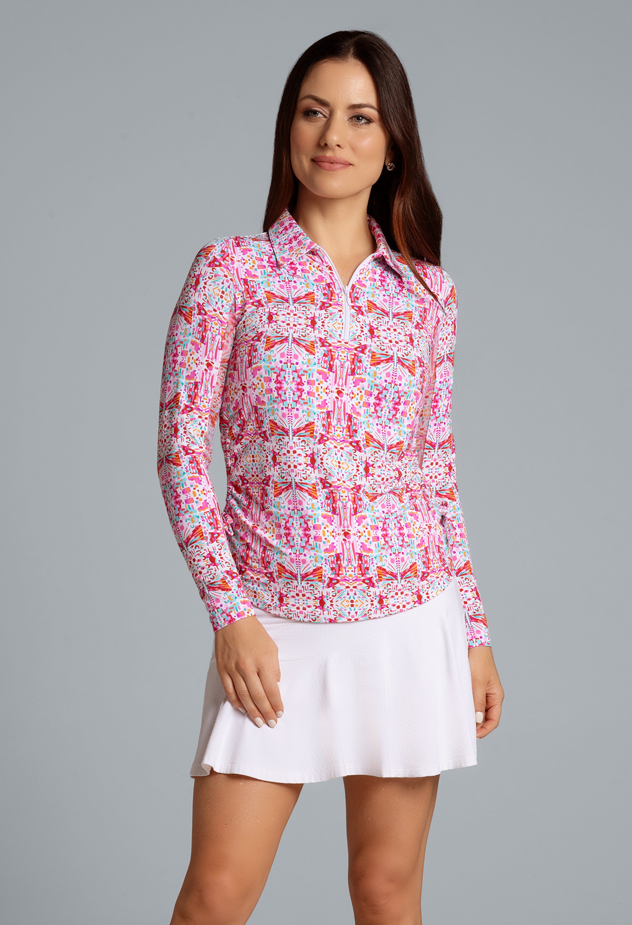 Ridley Print Adjustable Length Long Sleeve Polo