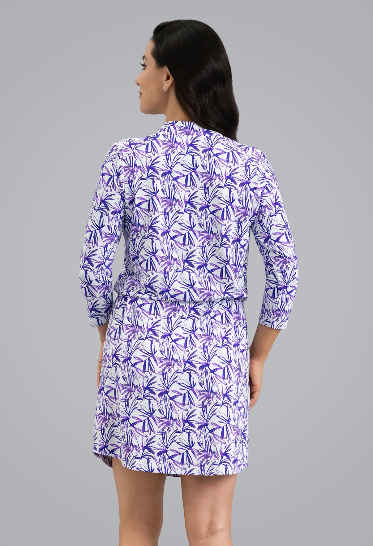 IBKÜL - Norma 3/4 Sleeve Drawstring Dress - Color: Plum