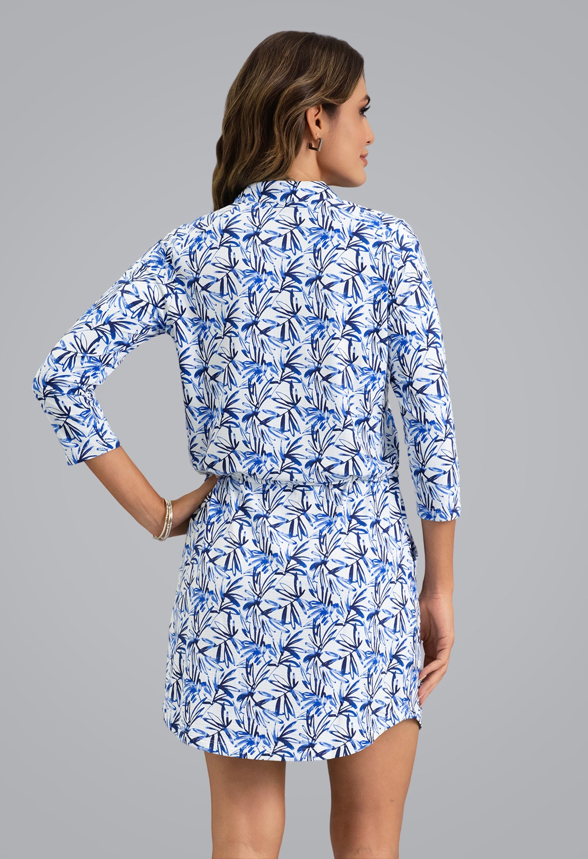 IBKÜL - Norma 3/4 Sleeve Drawstring Dress - Color: Peri