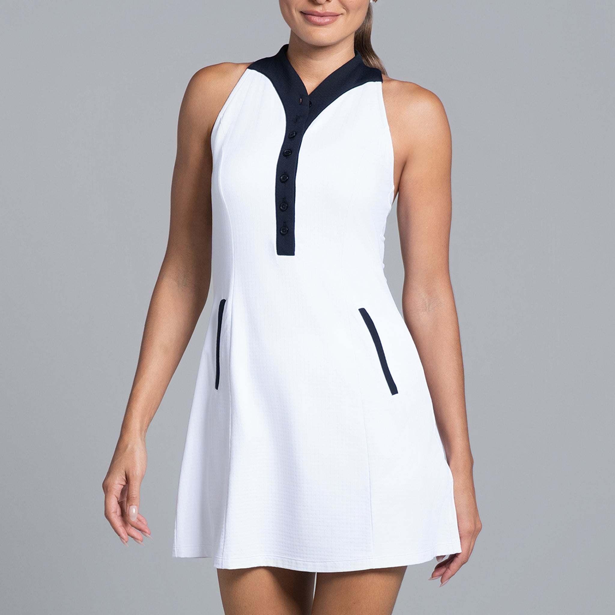 Color Block Print Tennis Dress, White/Black / Color Block / S Color Block Print Tennis Dress, White/Black / Color Block / S