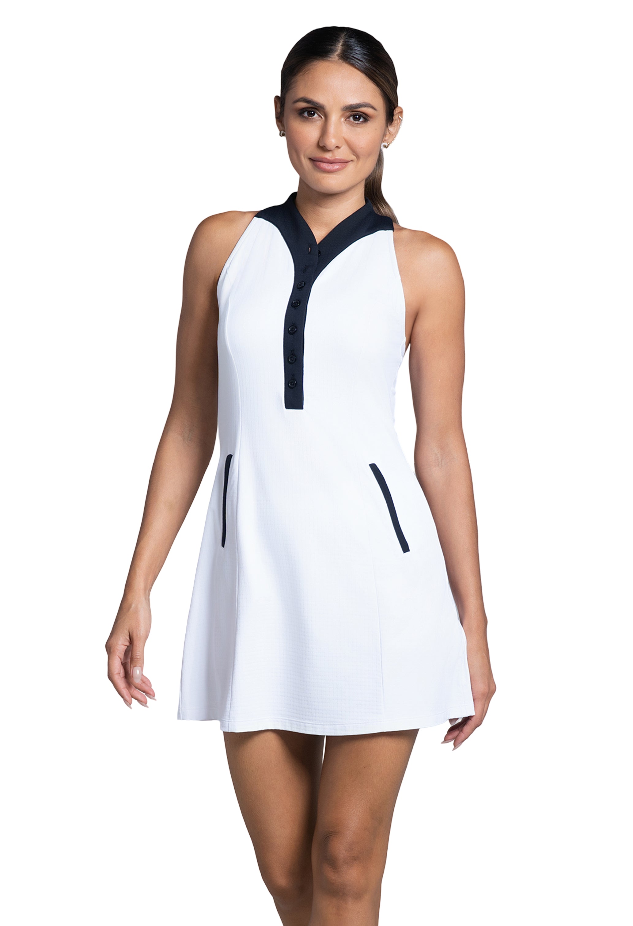 IBKÜL - Color Block Print Tennis Dress - Color: White/Black
