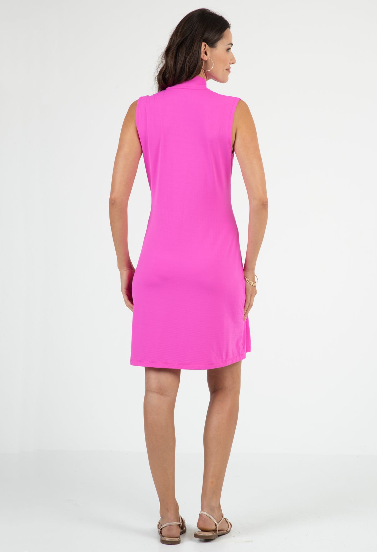 IBKÜL - Solid Sleeveless Mock Dress - 58000 - Color: Hot Pink