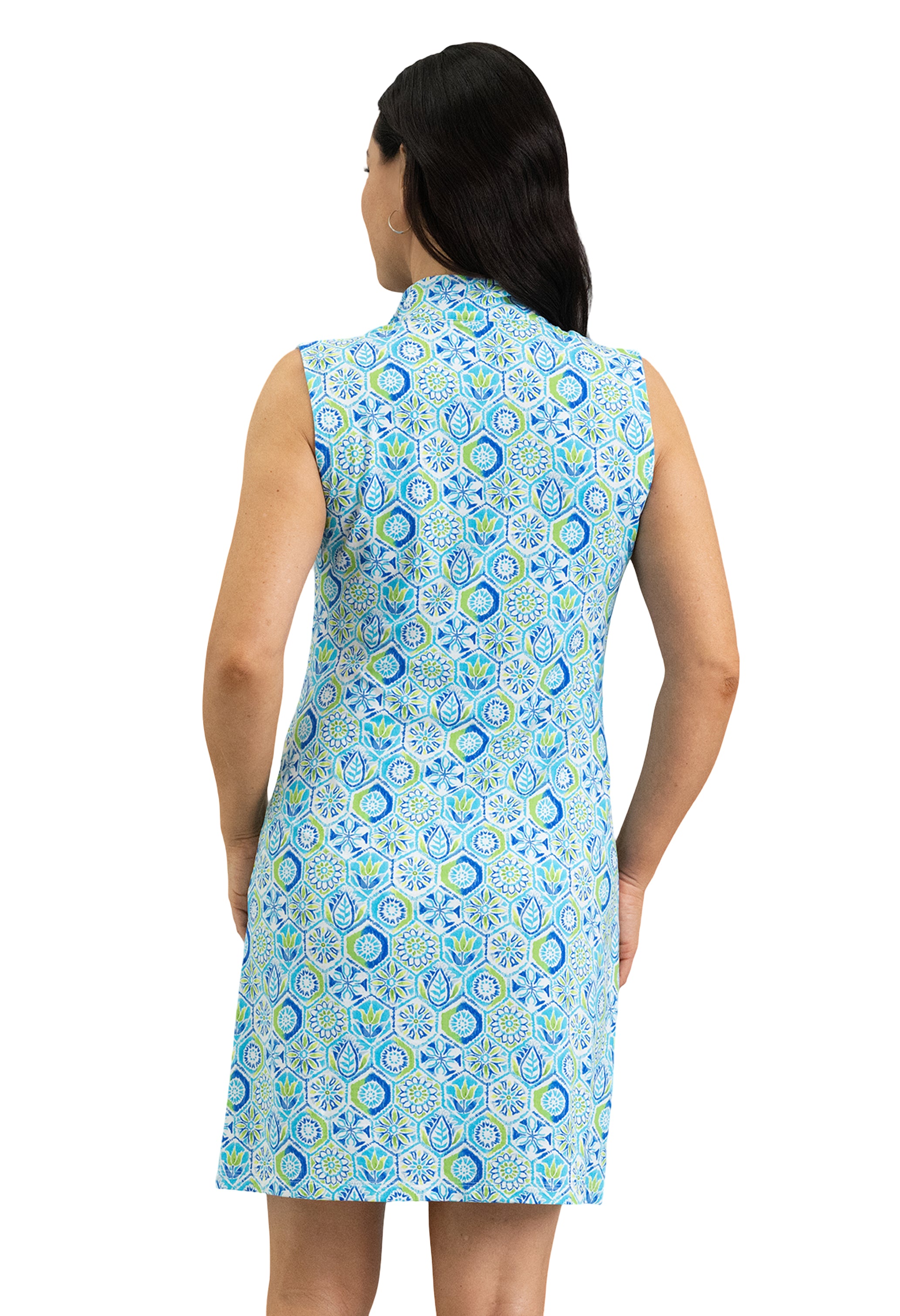 IBKÜL - Alexis Sleeveless Mock Neck Dess - Color: Lime Multi